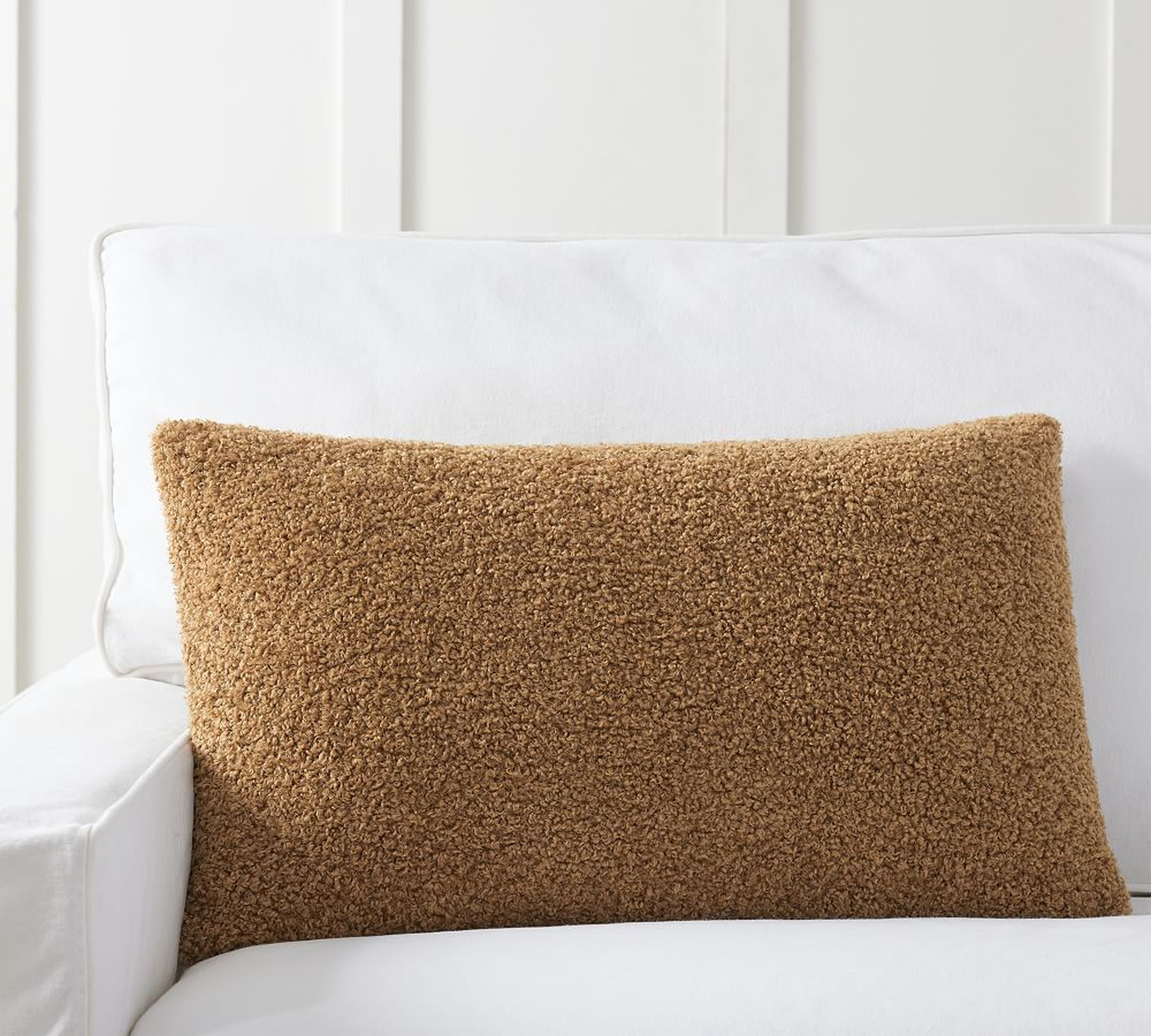 Faux Fur Teddy Pillow Cover, Tobacco, 26" x 16" - Pottery Barn