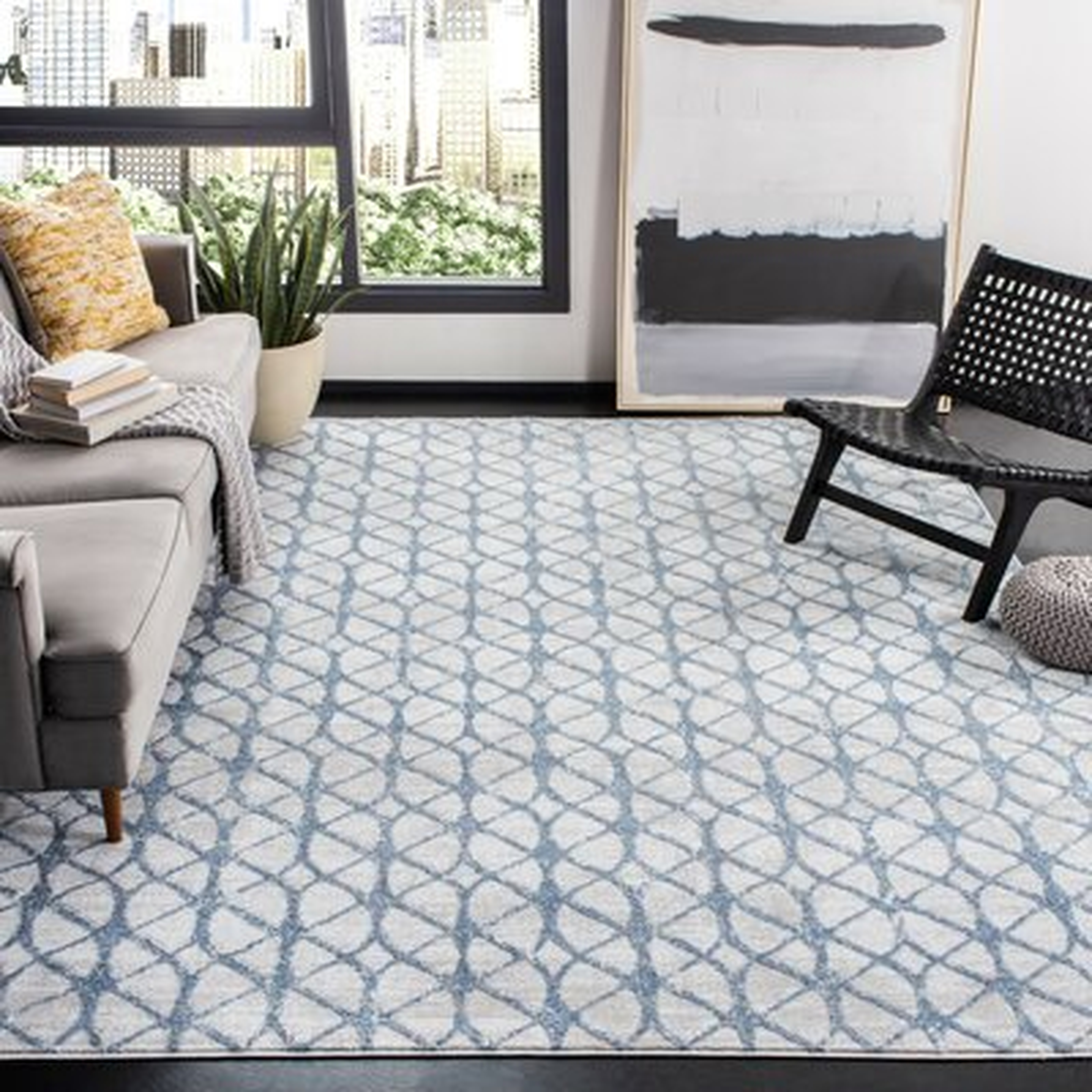 Shellie Geometric Blue Area Rug, 8' x 10' - Wayfair