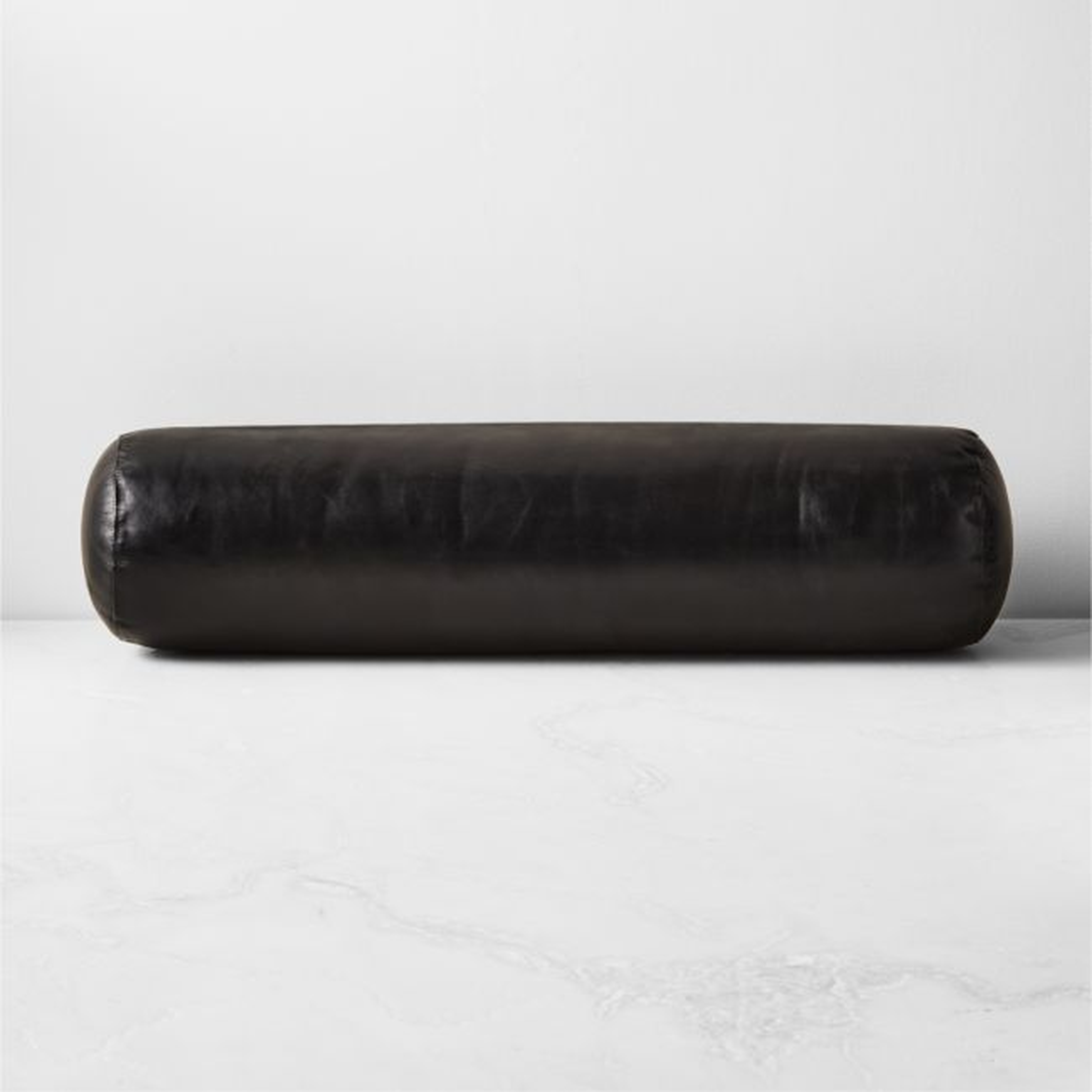 Bolster Black Leather Throw Pillow 24"x24" - CB2
