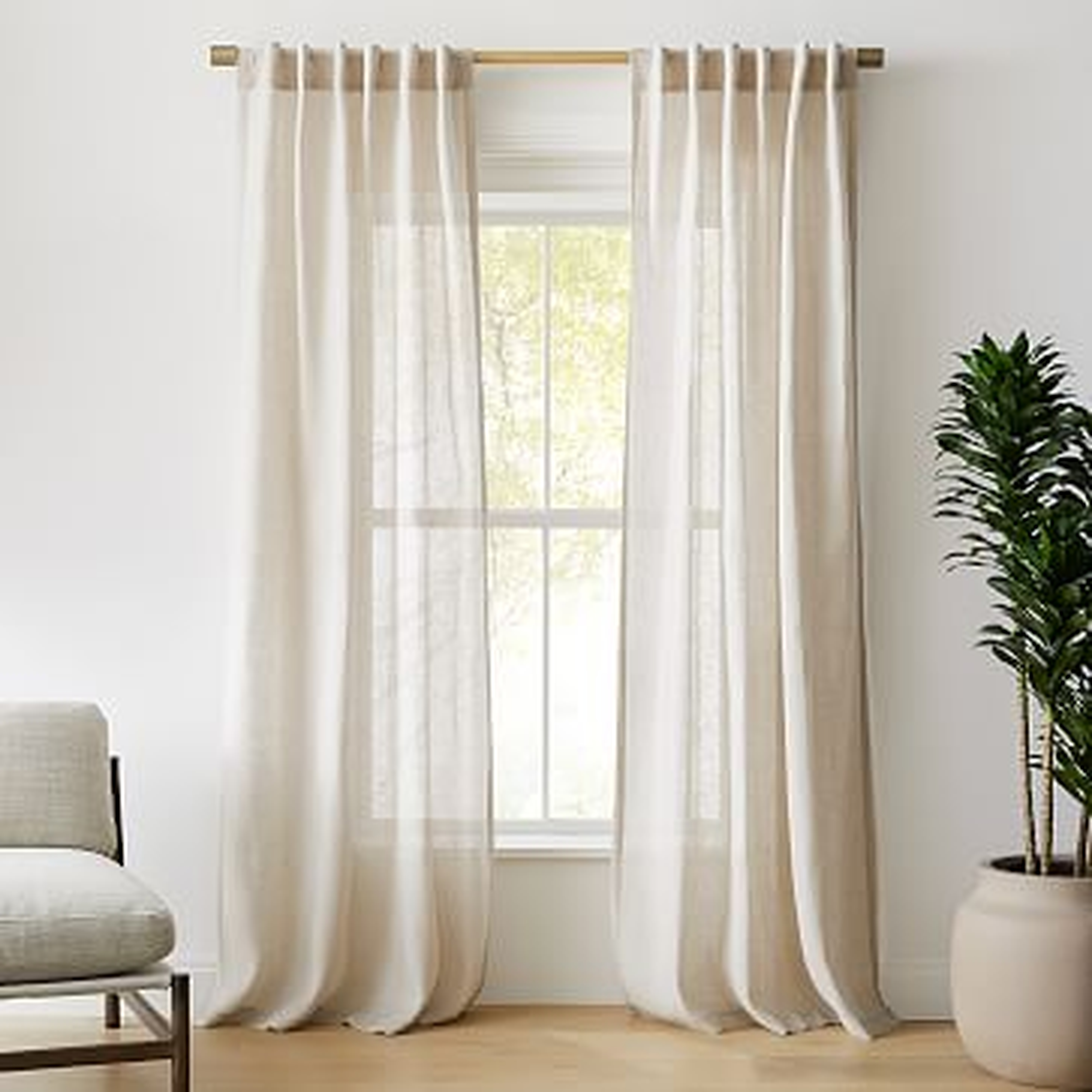 European Flax Linen Curtain With Cotton Lining, Natural, 48"X96", Set Of 2 - West Elm