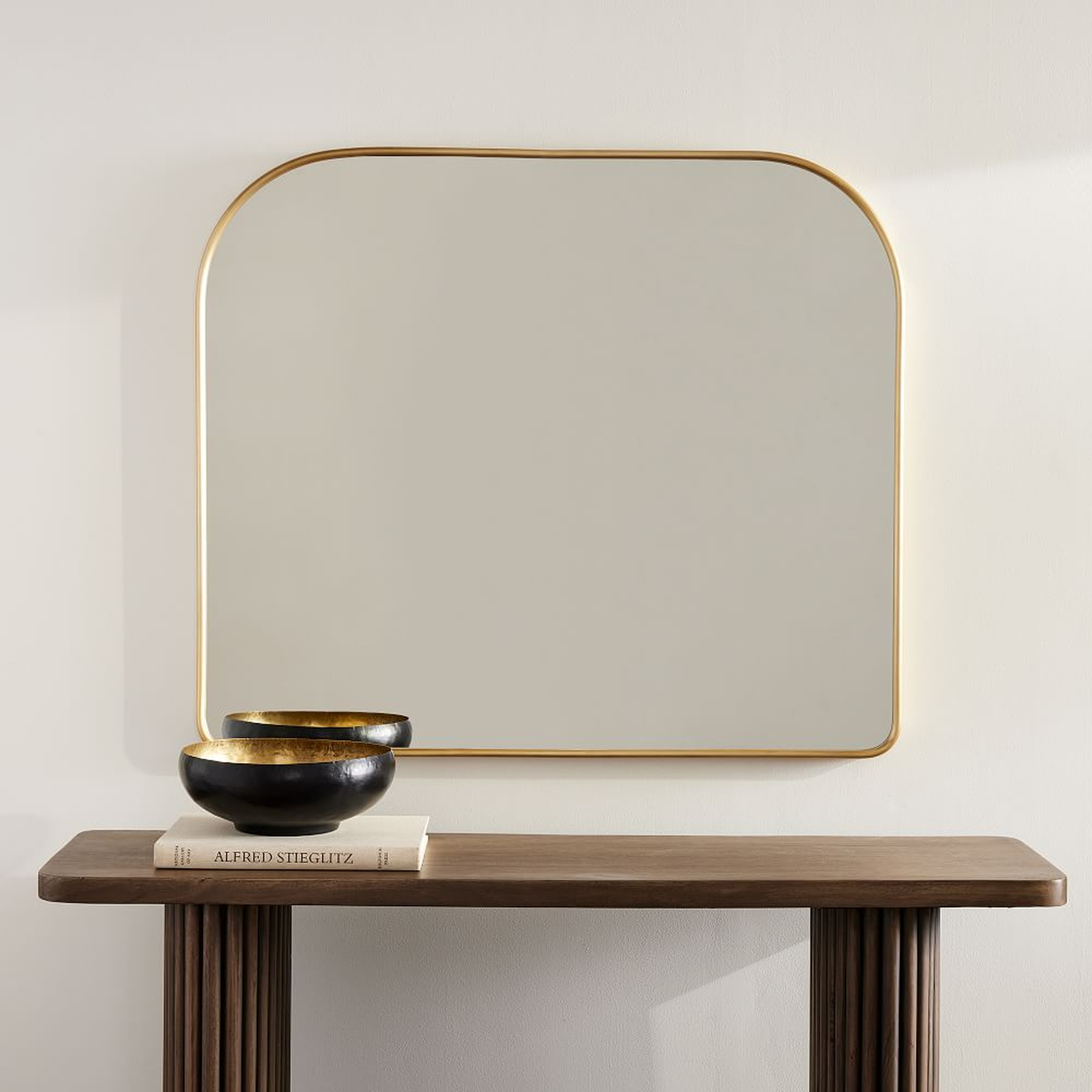Streamline Wide Arch Mirror, Antique Brass, Metal, 42x36 inches - West Elm