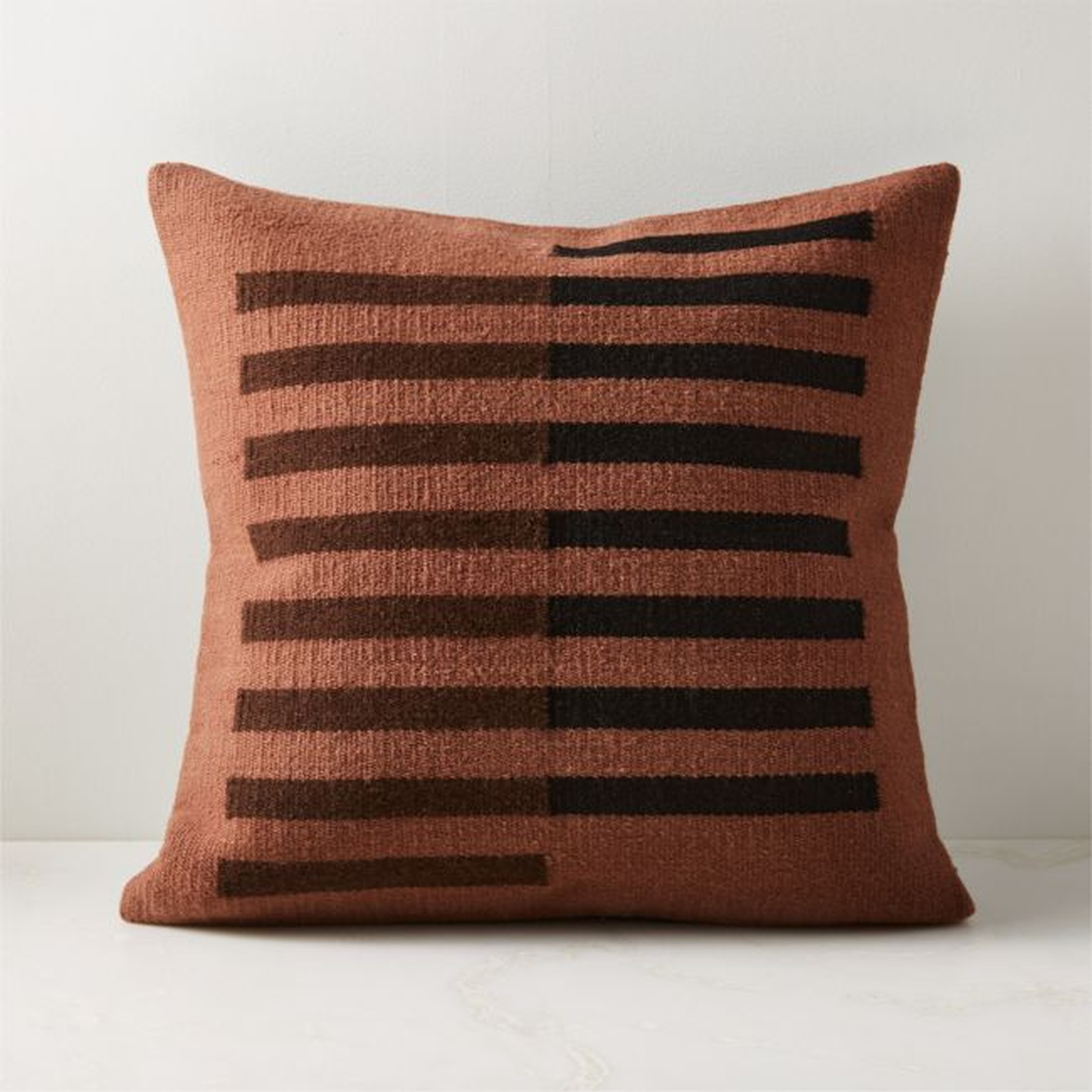Rhava Woven Brown Throw Pillow with Feather-Down Insert 20" - CB2