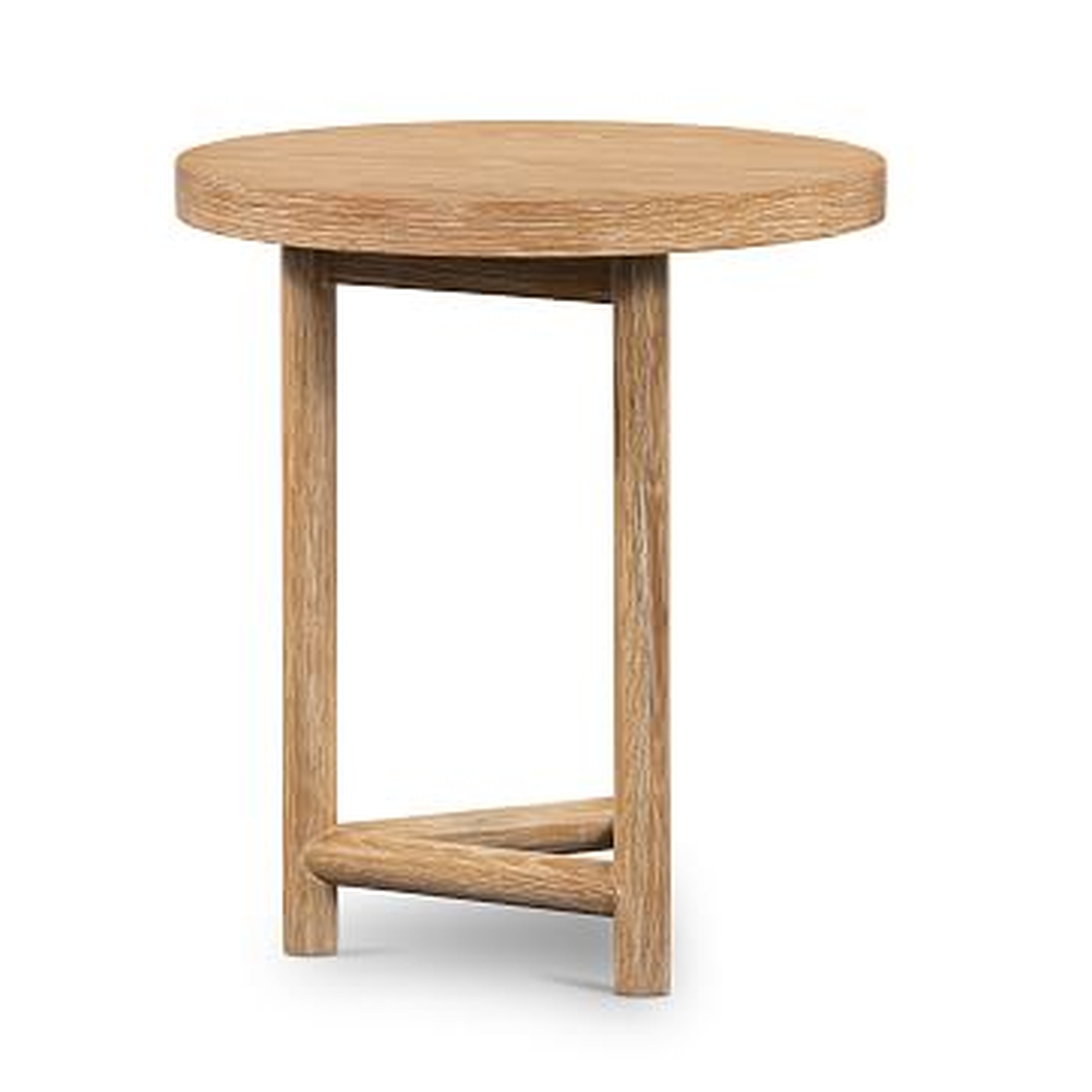 Geometric Oak Base Side Table, Round - West Elm