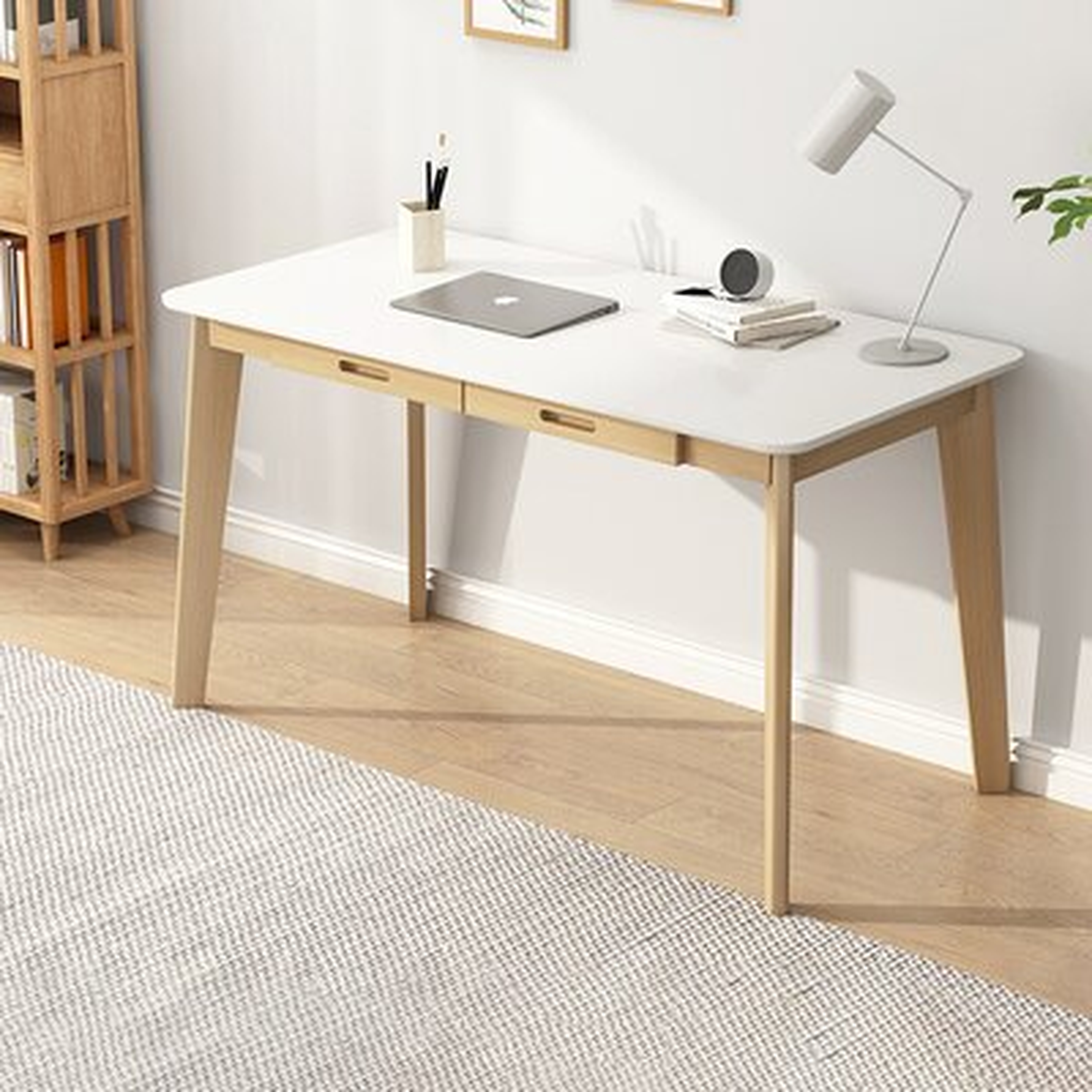 2 Drawers Storage Computer Desk Soild Wood Leg - Wayfair