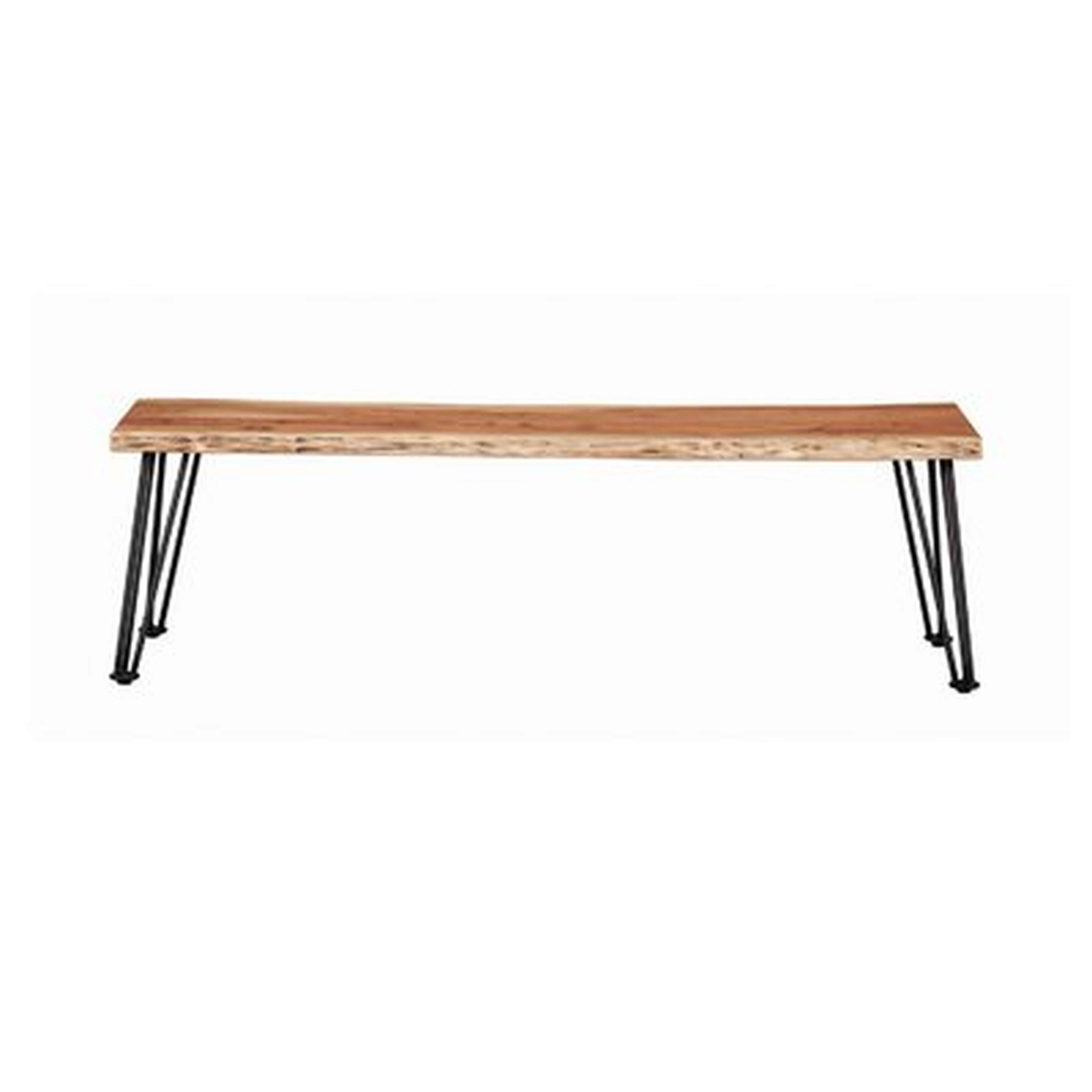 Wooden Dining Bench With Live Edge Details And Metal Legs, Brown - Wayfair
