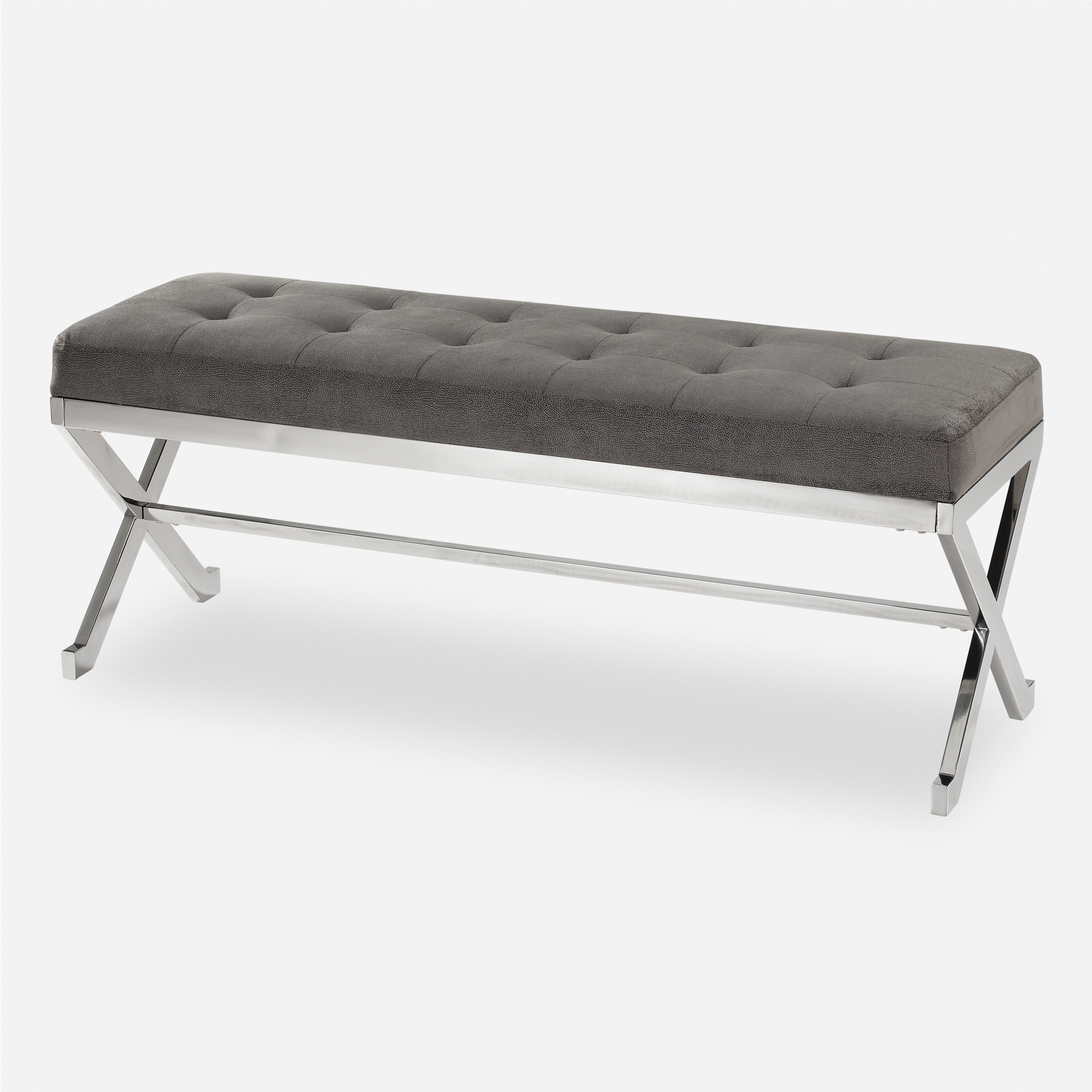 Bijou Gray Fabric Bench - Uttermost