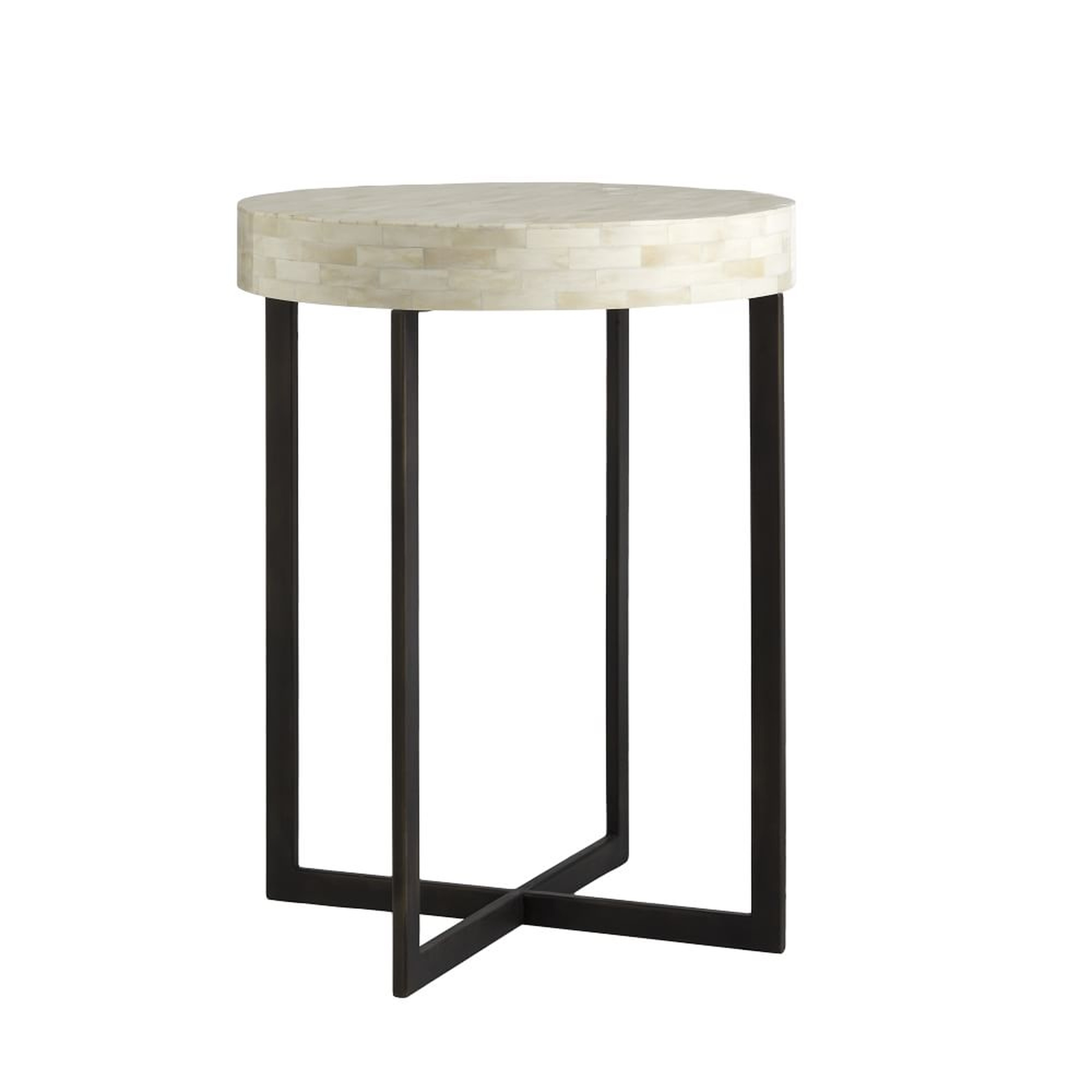 Bone Tile 17" Side Table, Ivory, Steel - West Elm