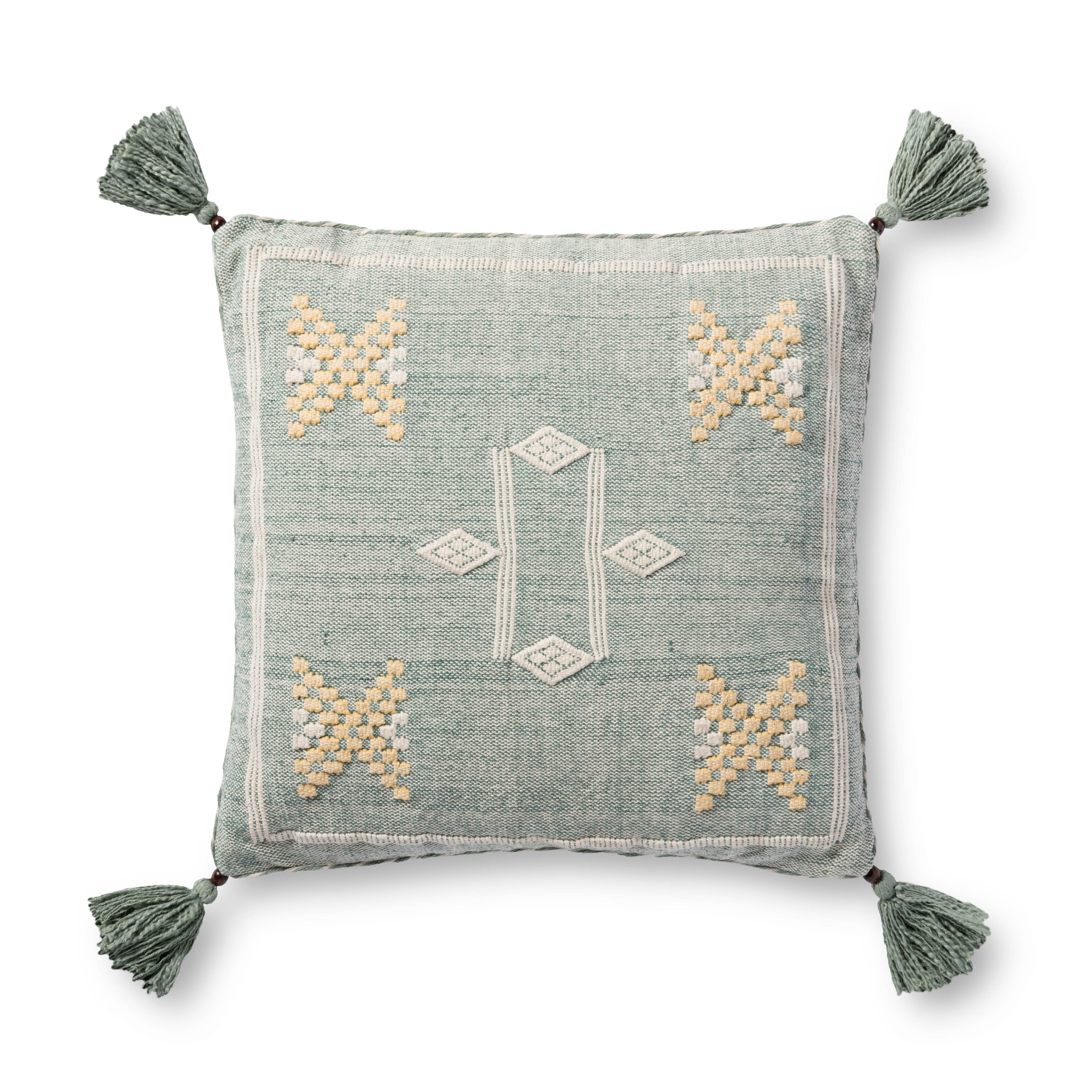 PILLOWS P4145 GREEN / MULTI 18" x 18" Cover w/Down - ED Ellen DeGeneres Crafted by Loloi Rugs