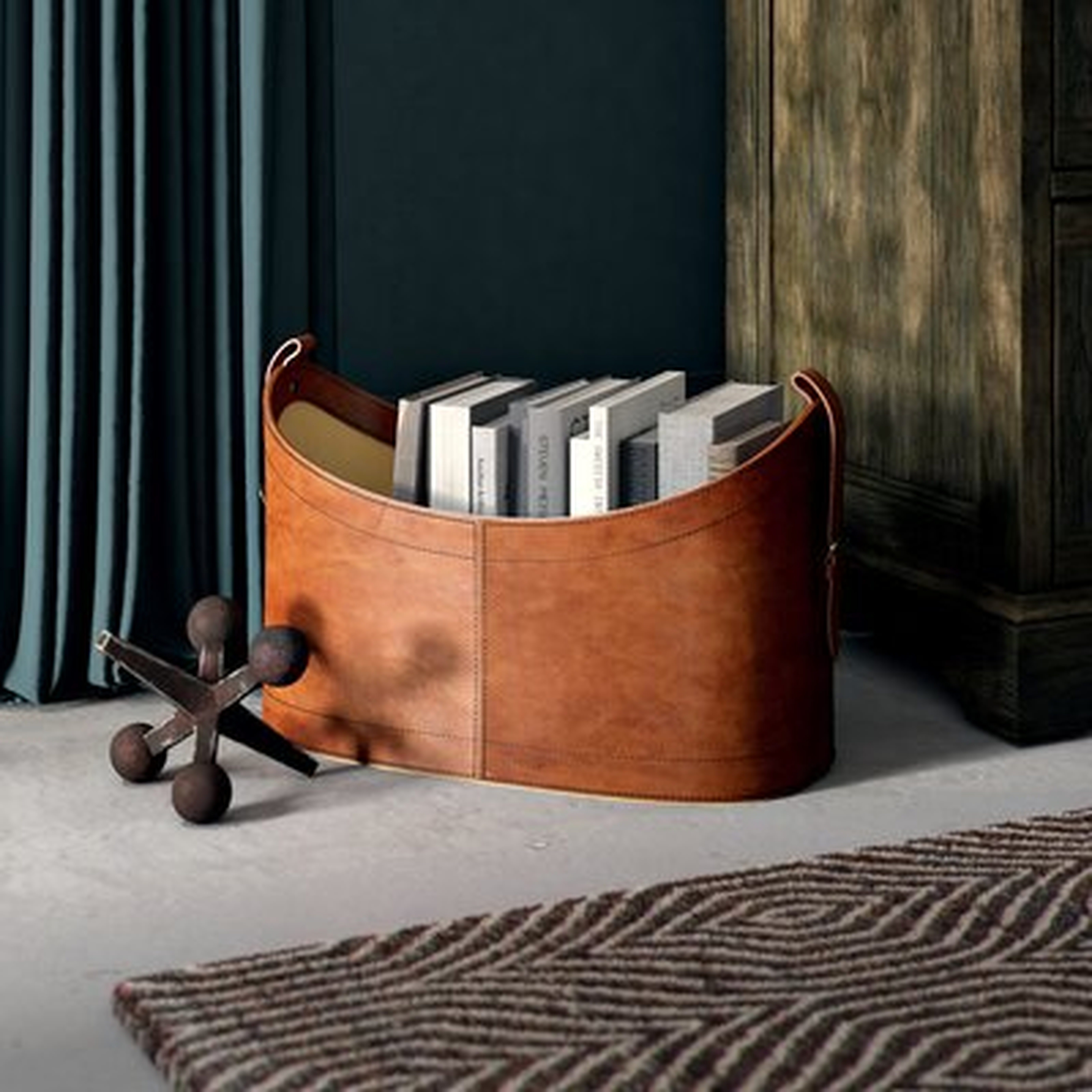 Albin Magazine Leather Basket - Wayfair
