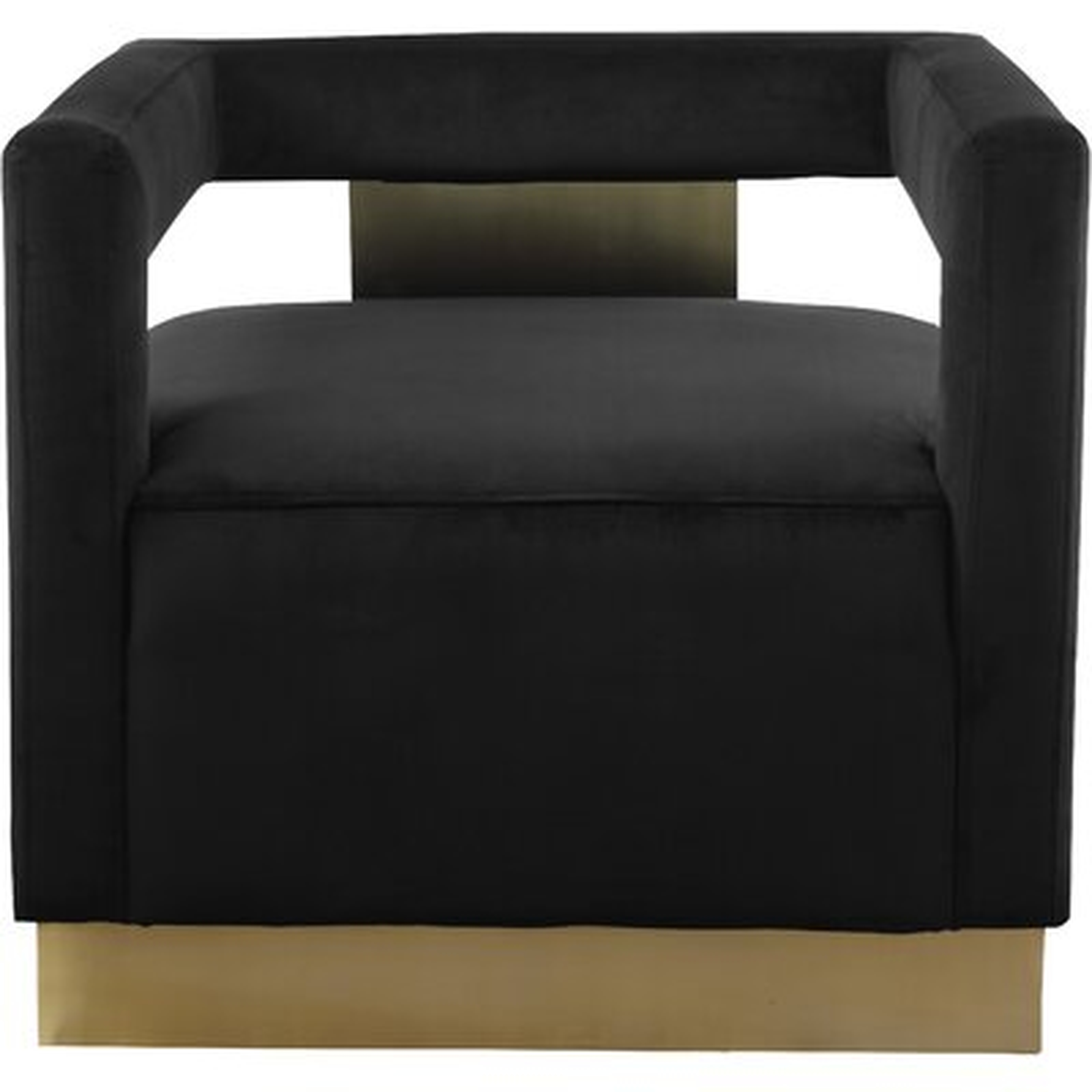 Tammie Black Velvet Barrel Chair - Wayfair