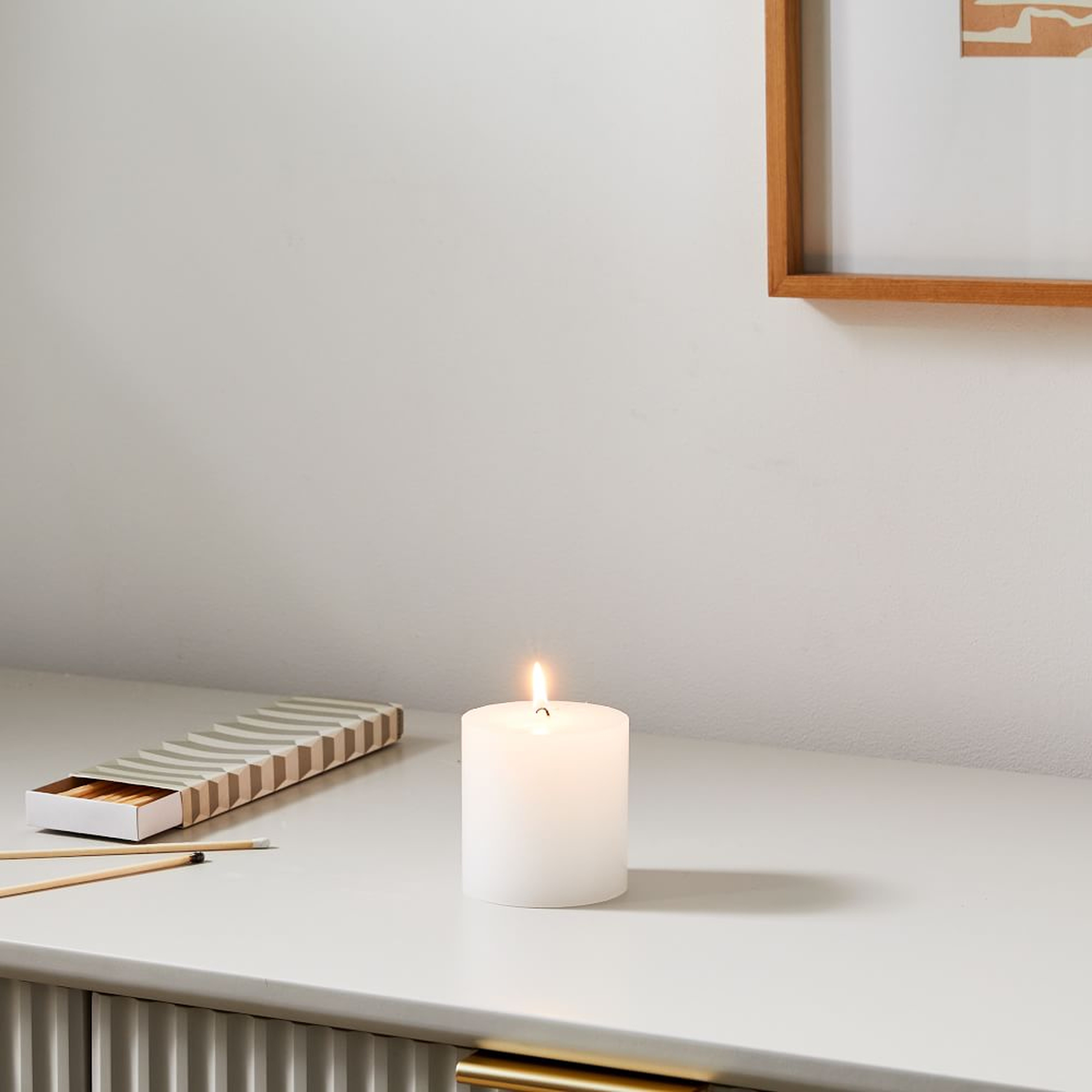 Unscented Pillar Candle, 3"x3", White - West Elm