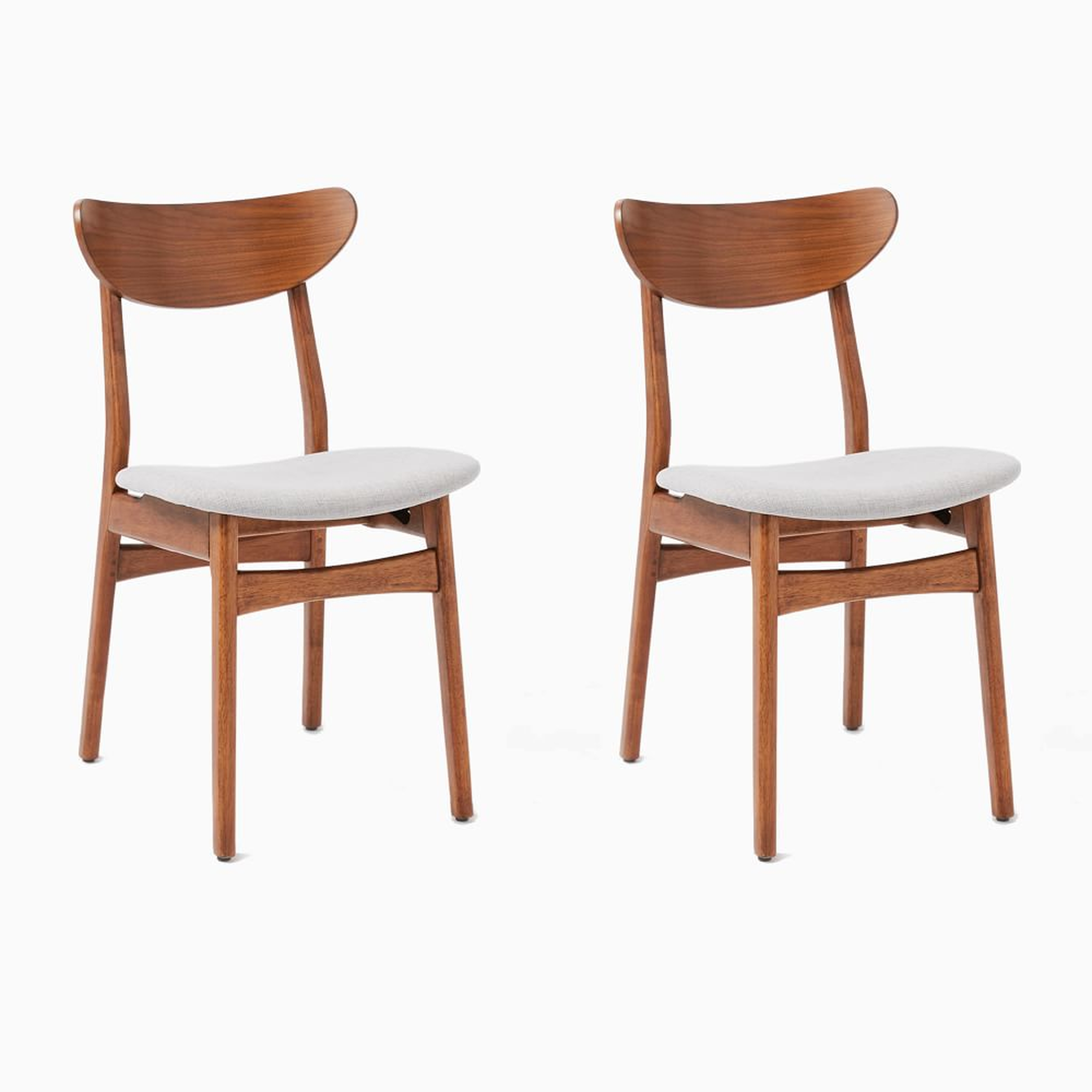 Classic Cafe Upholstered Dining Chair, Feather Gray, Walnut, Set of 2 - West Elm