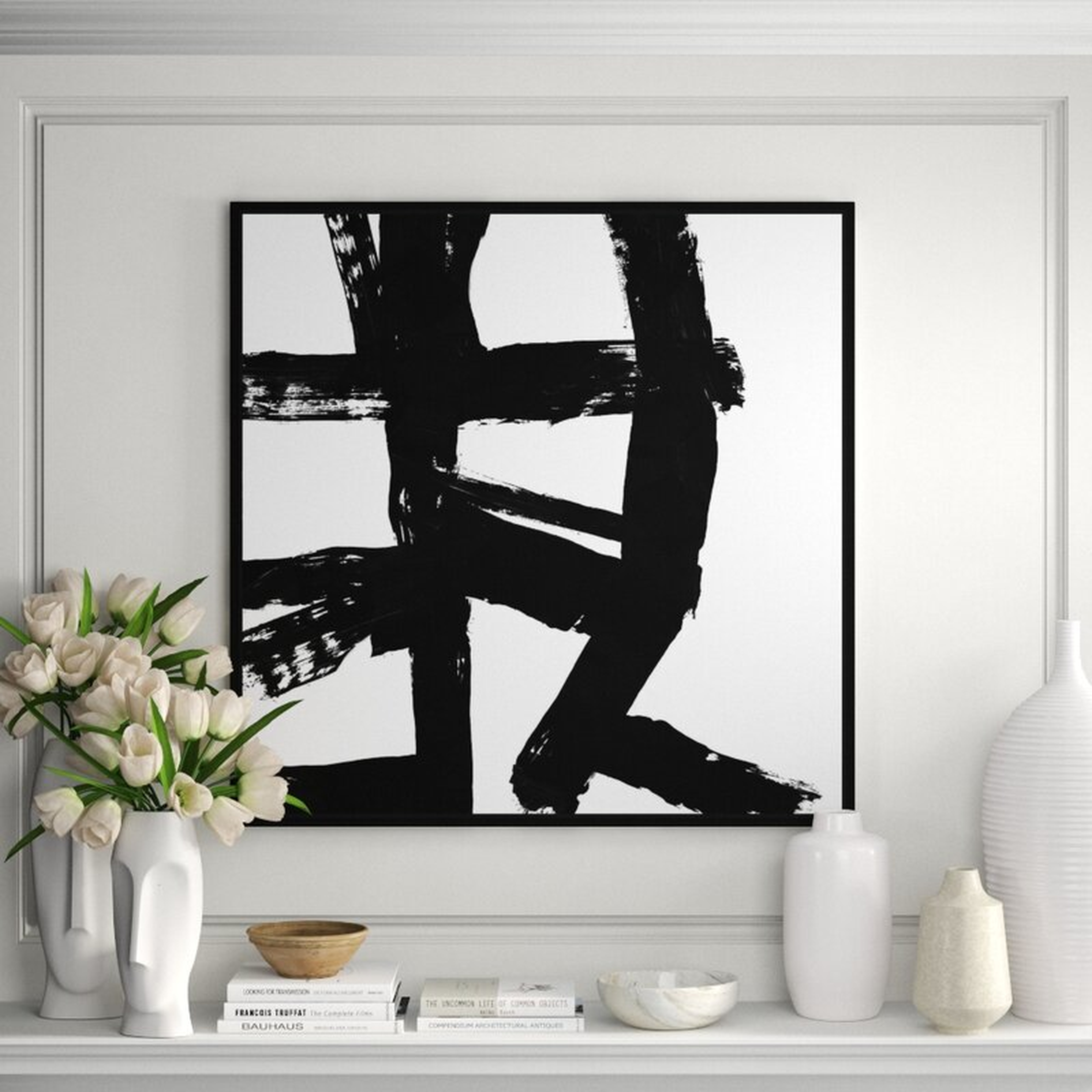 JBass Grand Gallery Collection 'White Vs Black' Framed Graphic Art Print on Wrapped Canvas Size: 41.75" H x 41.75" W x 1.5" D - Perigold