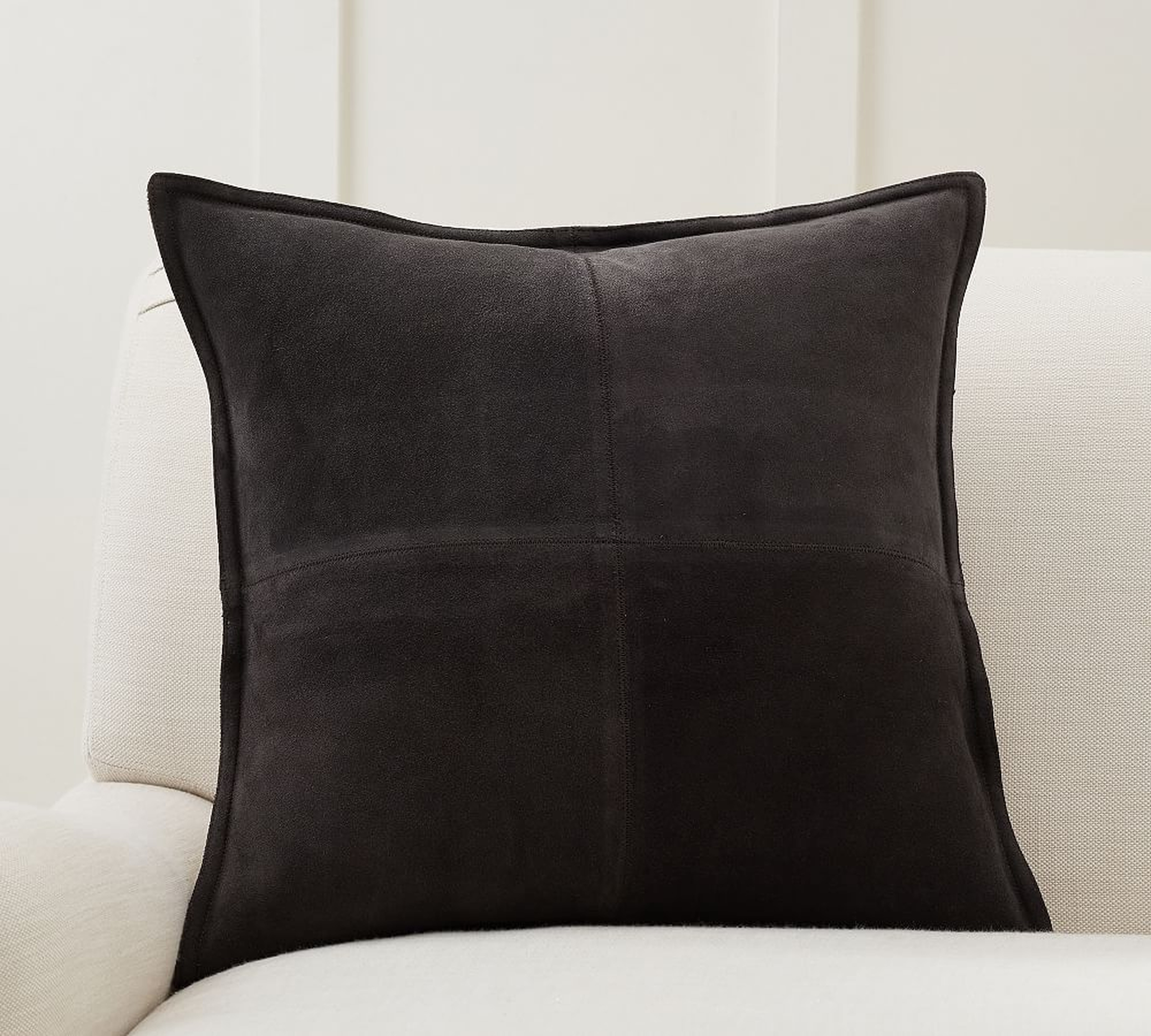 Pieced Suede Pillow Cover, 20", Charcoal - Pottery Barn