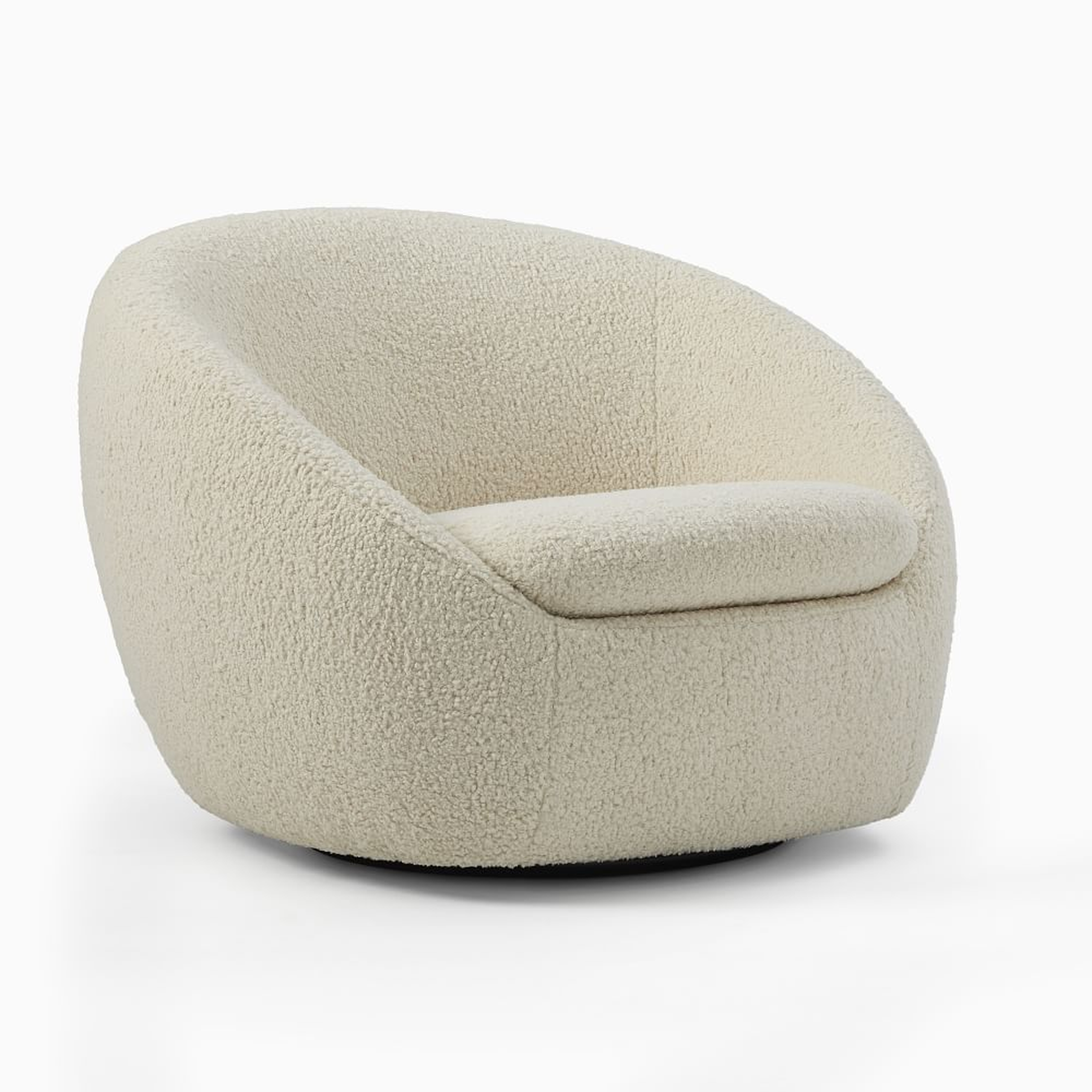 Cozy Swivel, Cozy Shearling, Ivory, Concealed Supports - West Elm