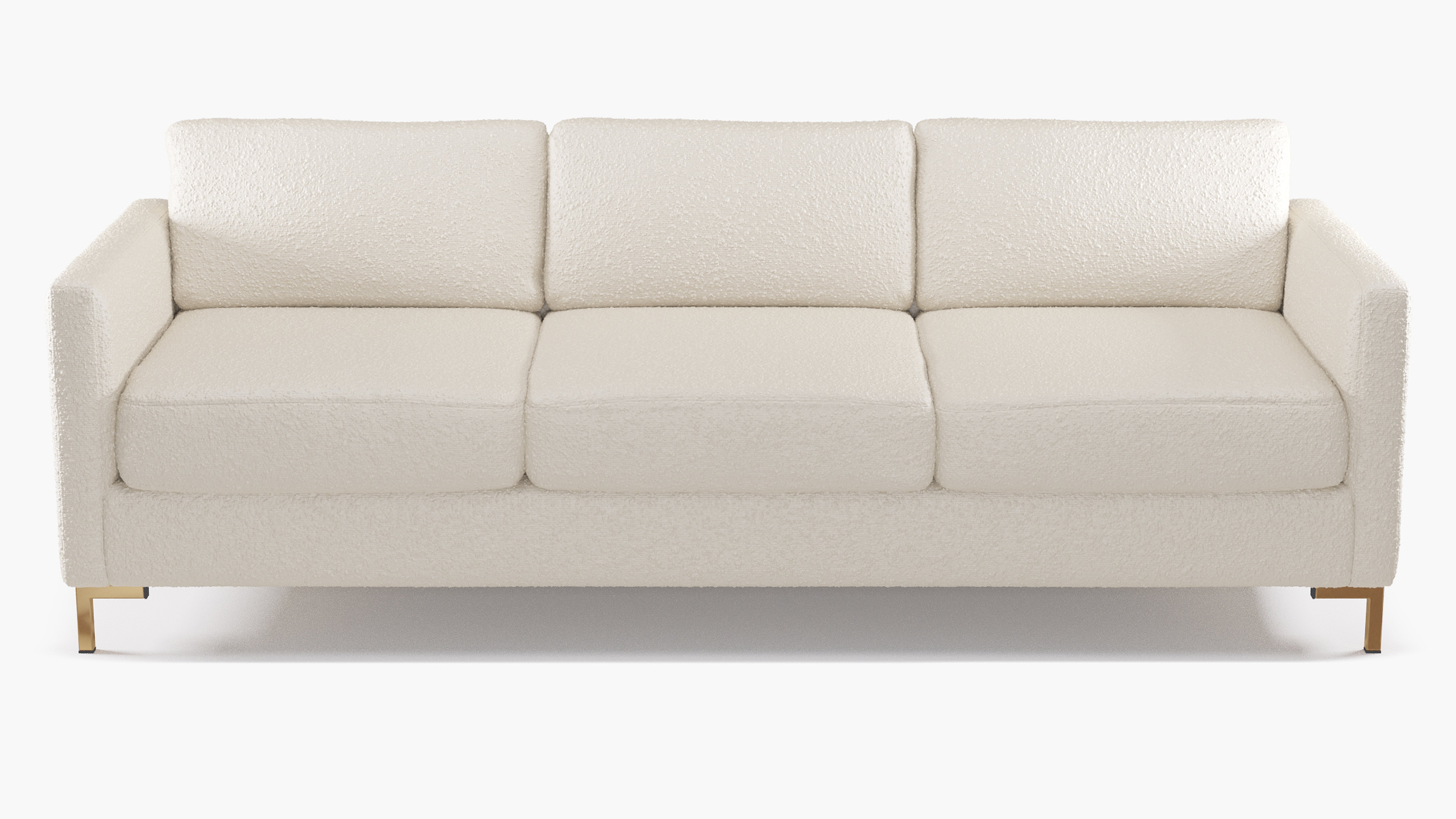 Modern Sofa, Snow Bouclé, Brass - The Inside
