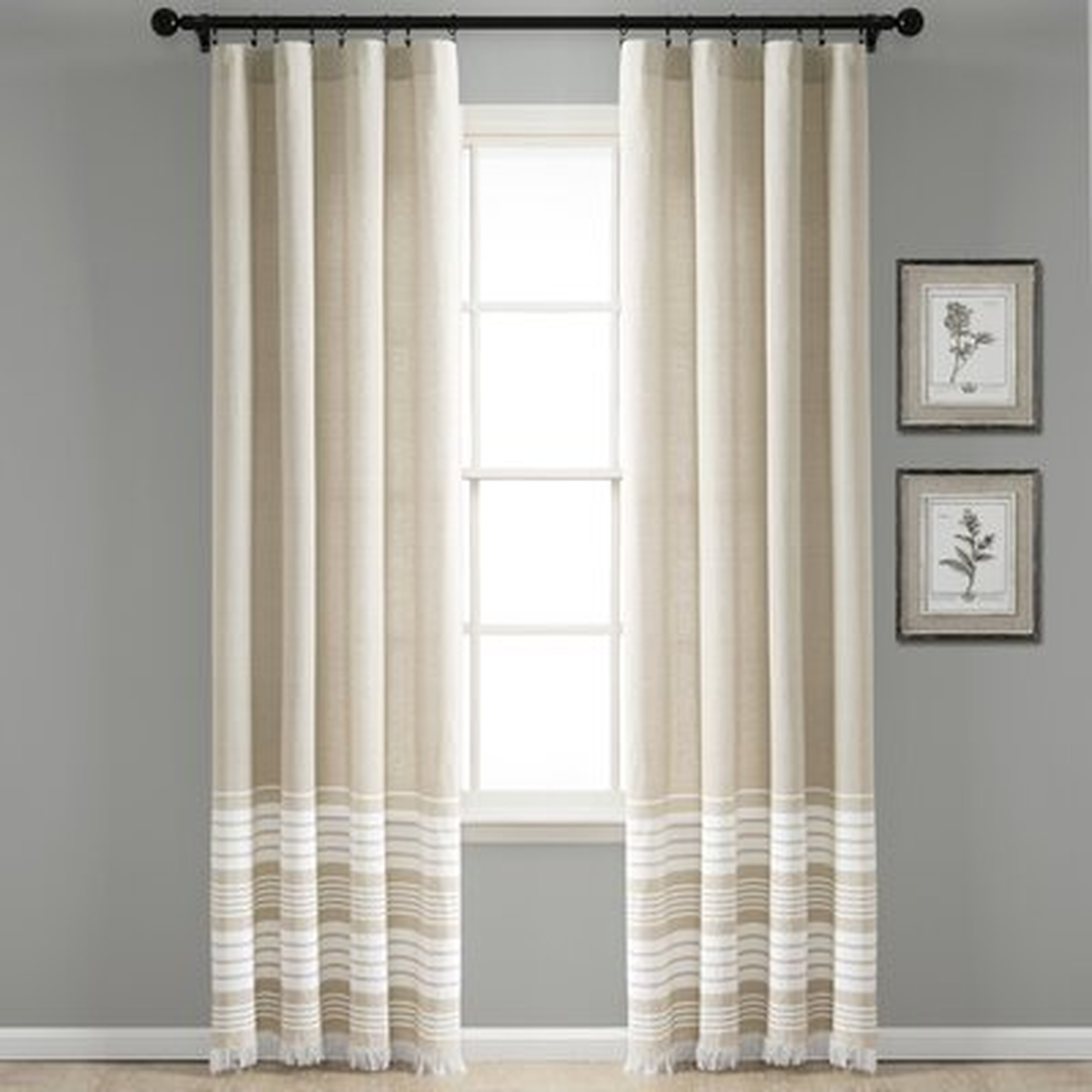 Marston 100% Cotton Yarn Dyed Tassel Fringe Window Striped Rod Pocket Curtain Panels - AllModern