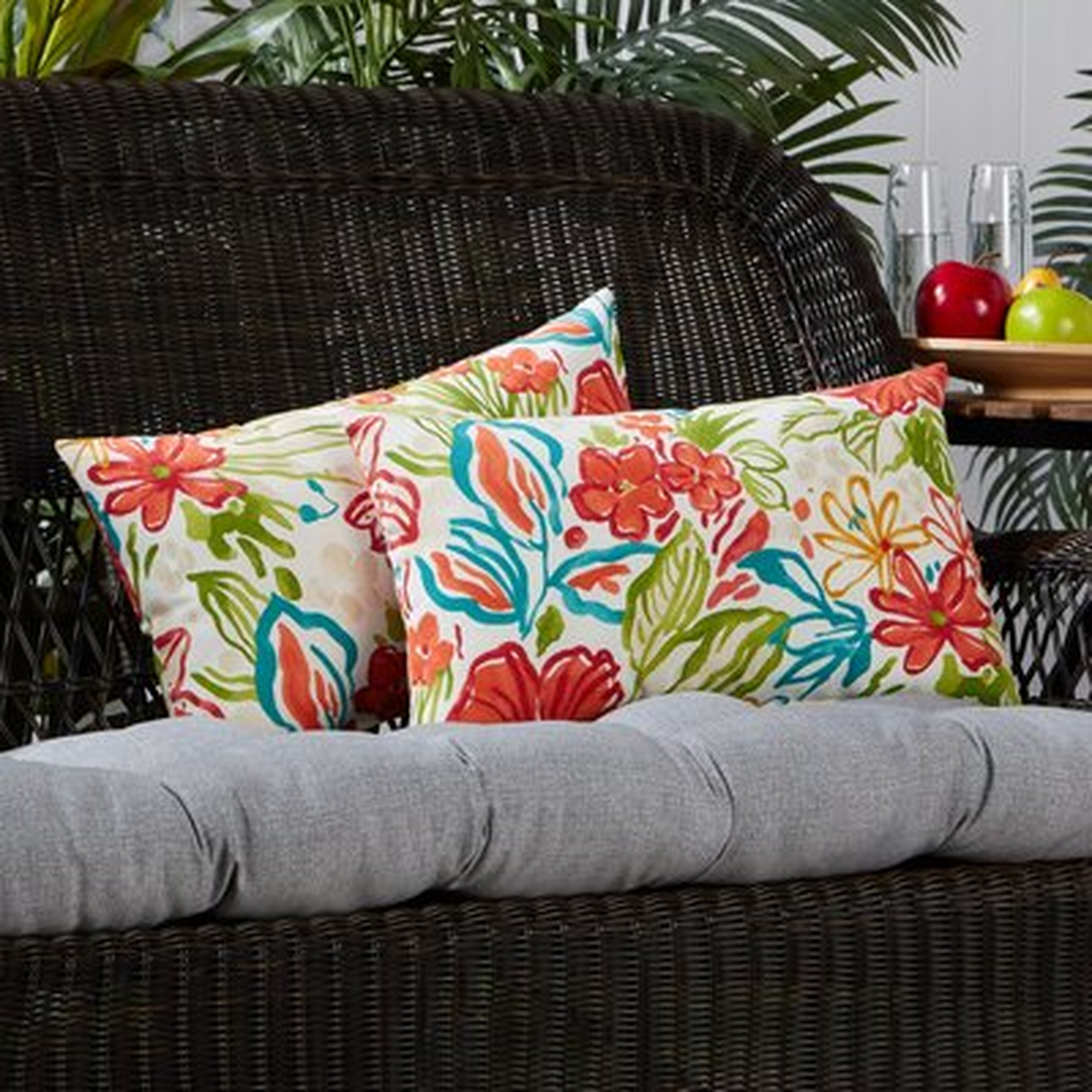 Quinten Outdoor Floral 12" Lumbar Pillow - Wayfair
