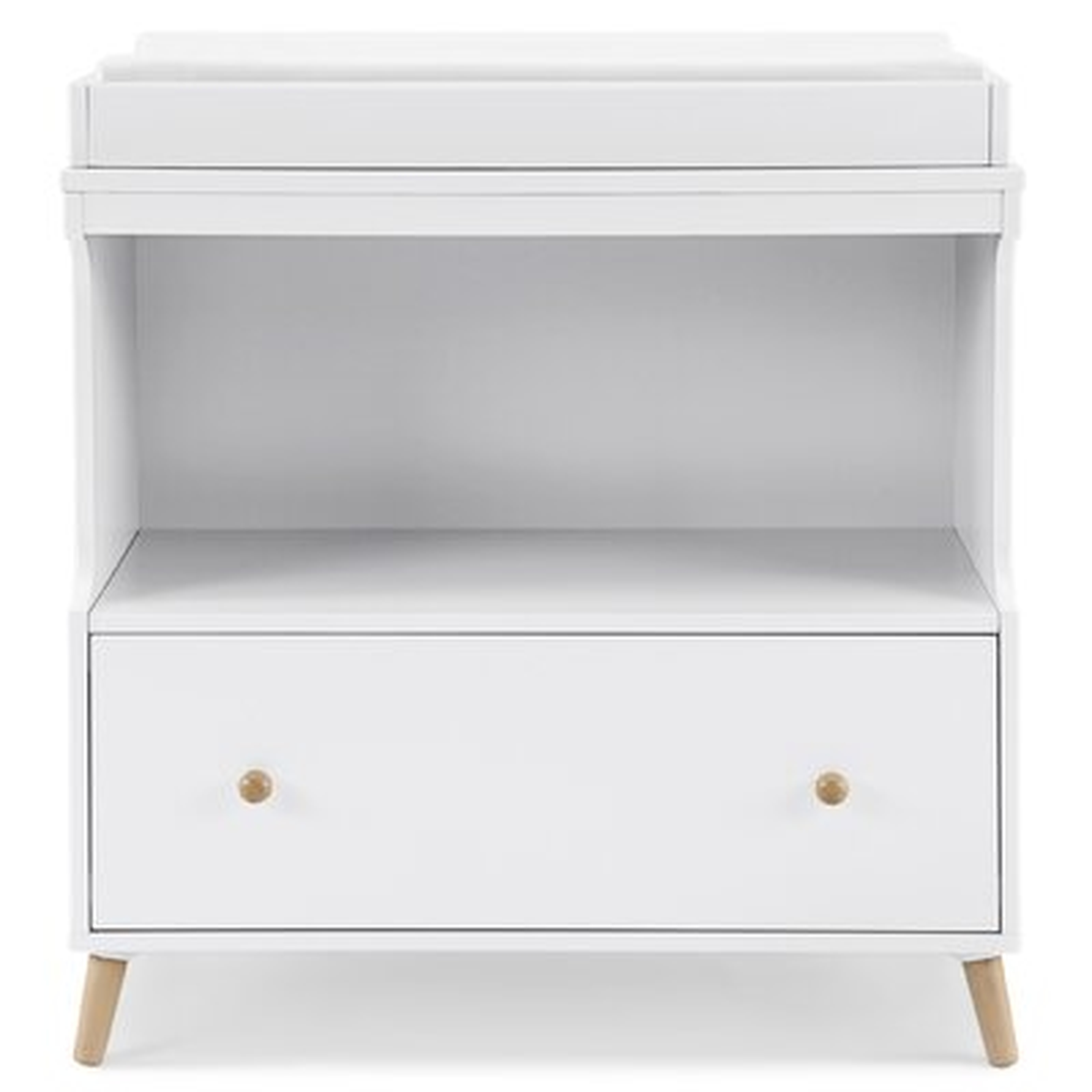 Delta Children Essex Convertible Changing Table With Drawer, Bianca White/Natural - Wayfair