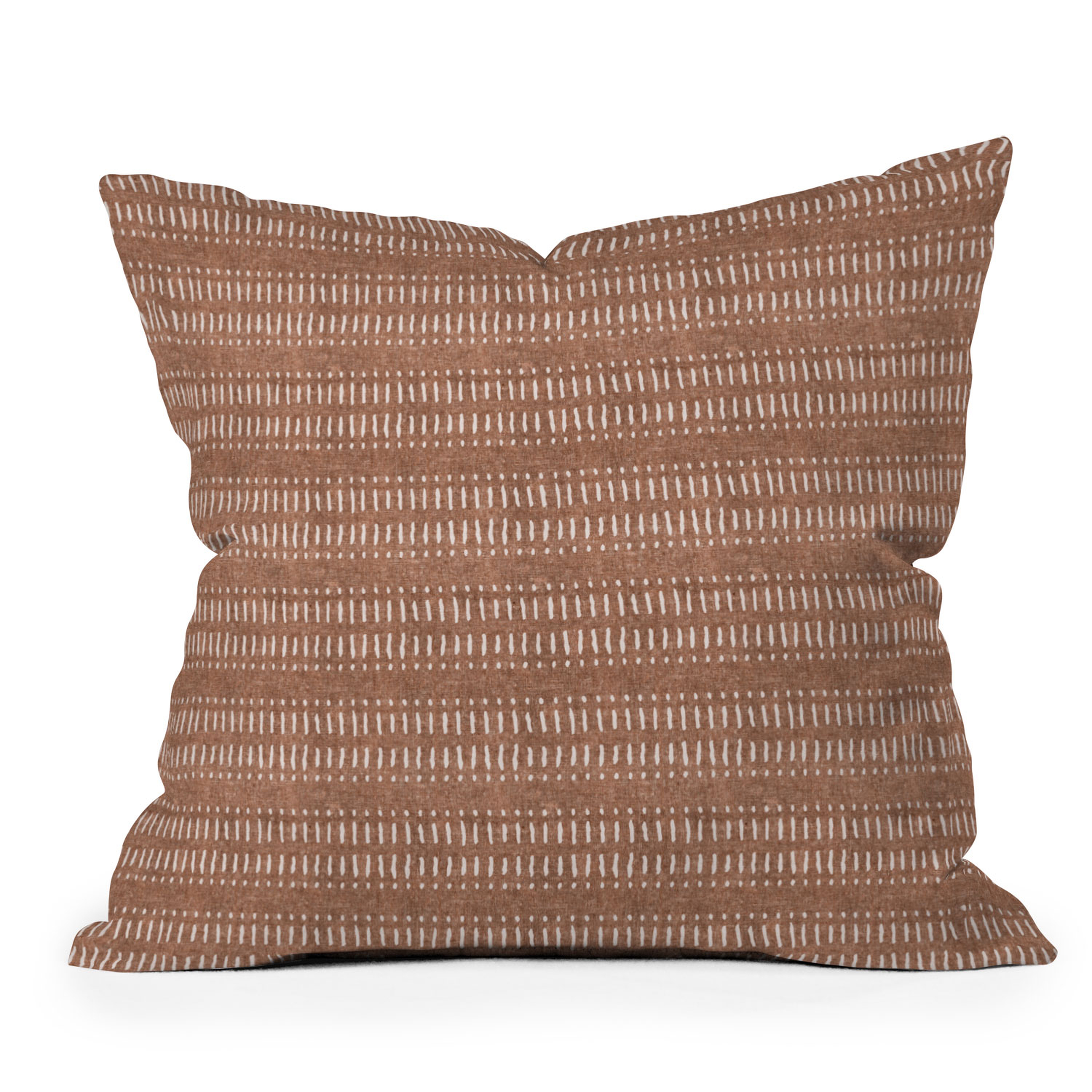 Dash Dot Stripes Ginger by Little Arrow Design Co - Outdoor Throw Pillow 18" x 18" - Deny Designs