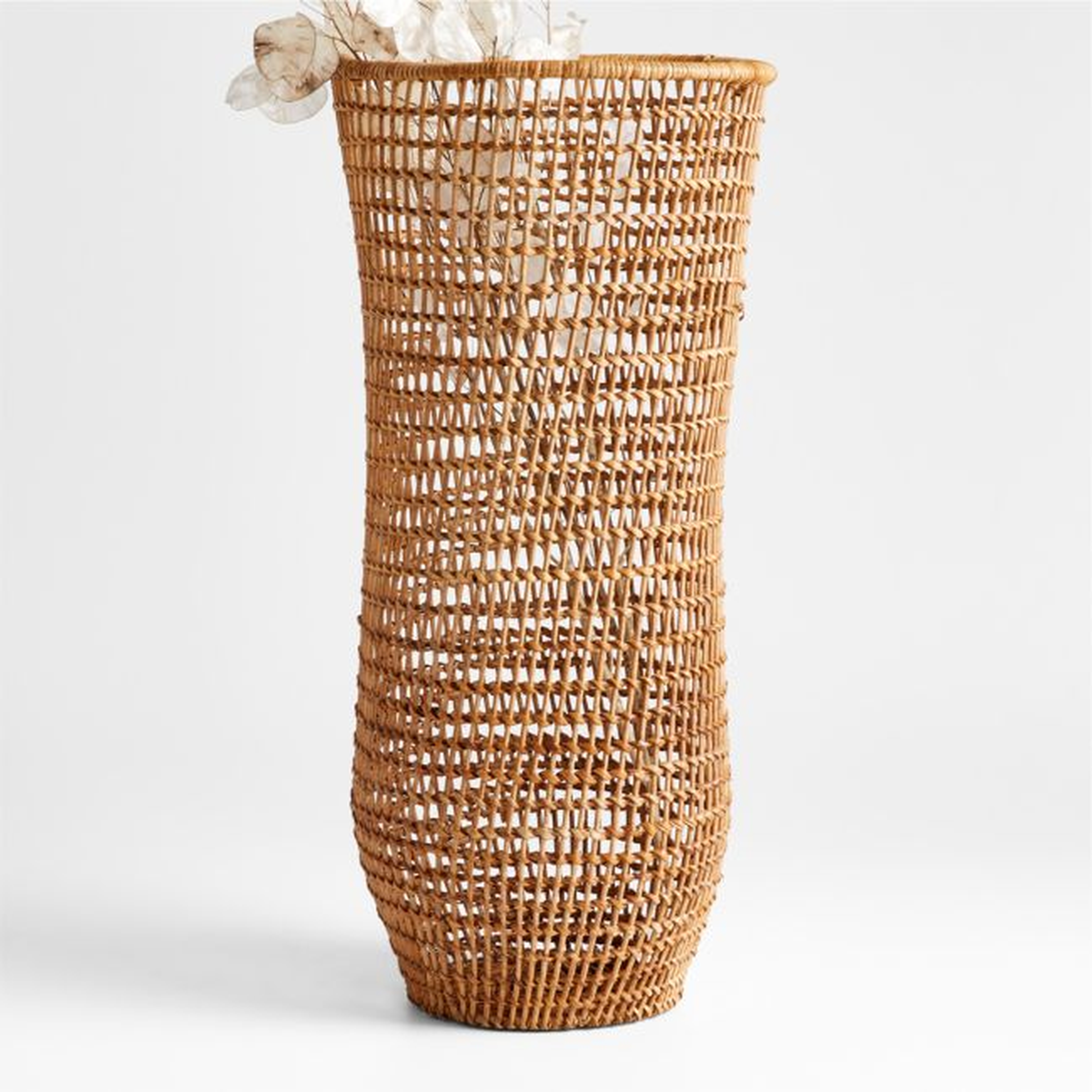 Algarve Large Light Brown Woven Vase 22" - Crate and Barrel