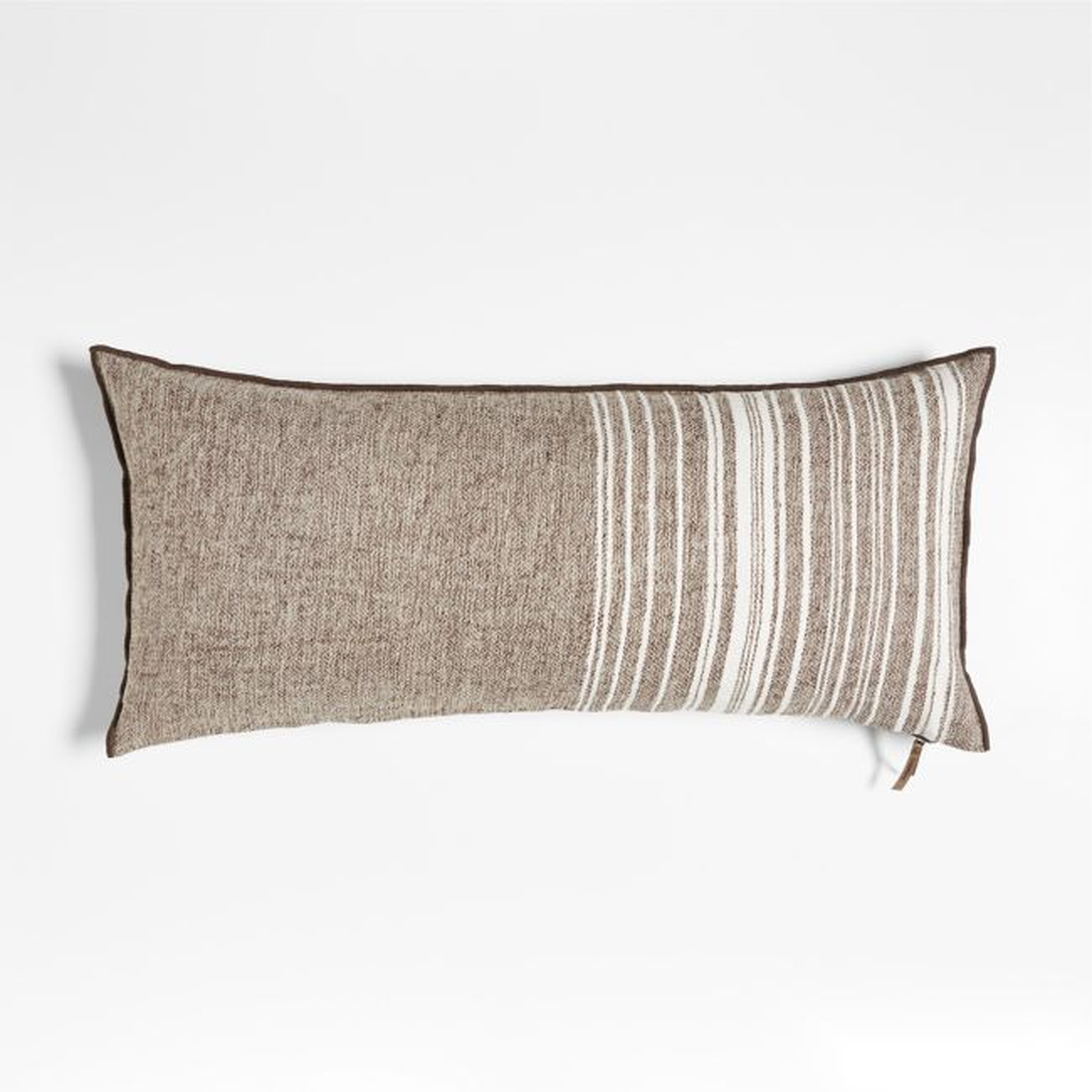 Bande Dark Beige Textured Stripe 36''x16'' Throw Pillow with Feather Insert - Crate and Barrel