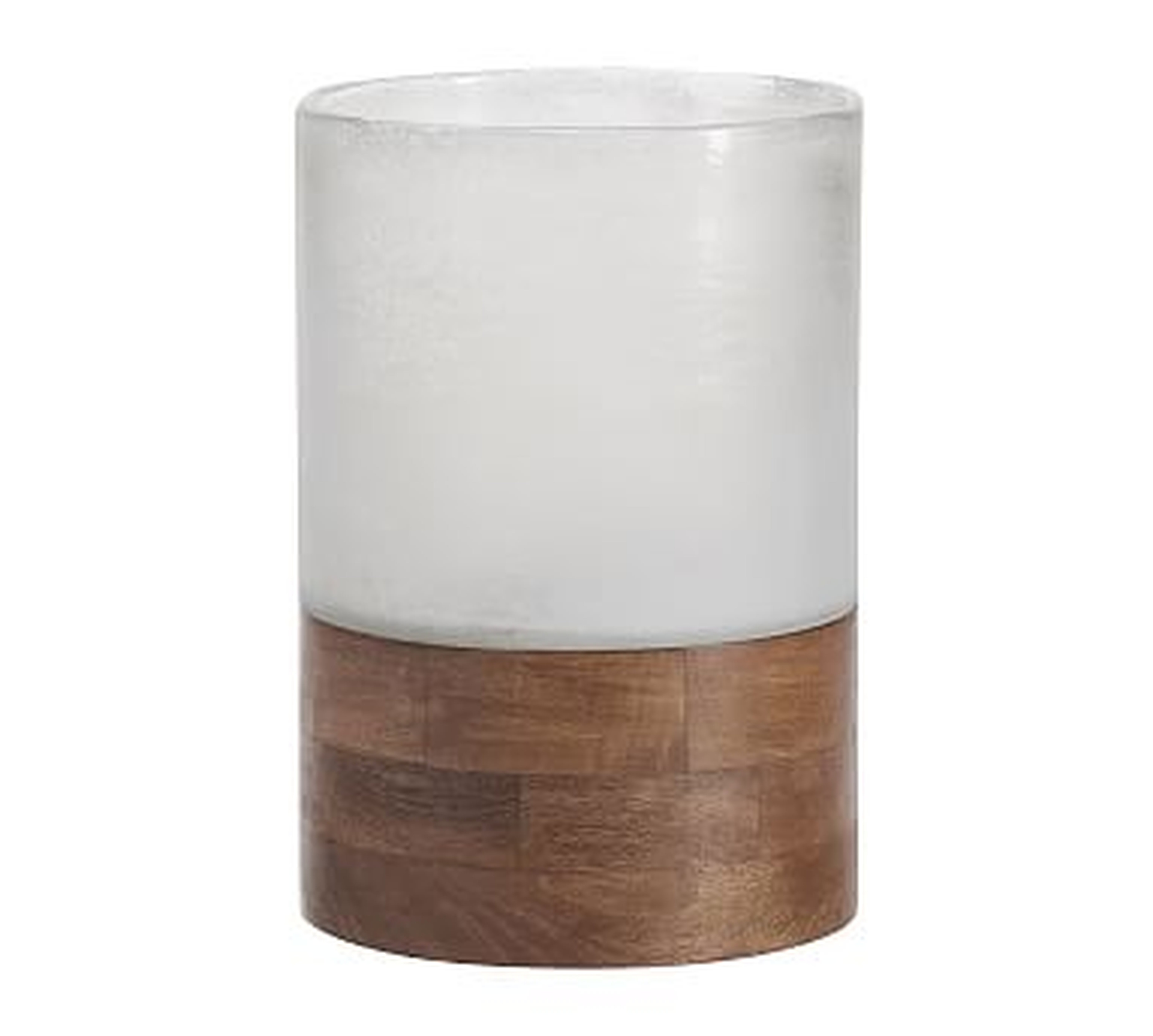 Wood & Frosted Glass Hurricane, Small - Pottery Barn