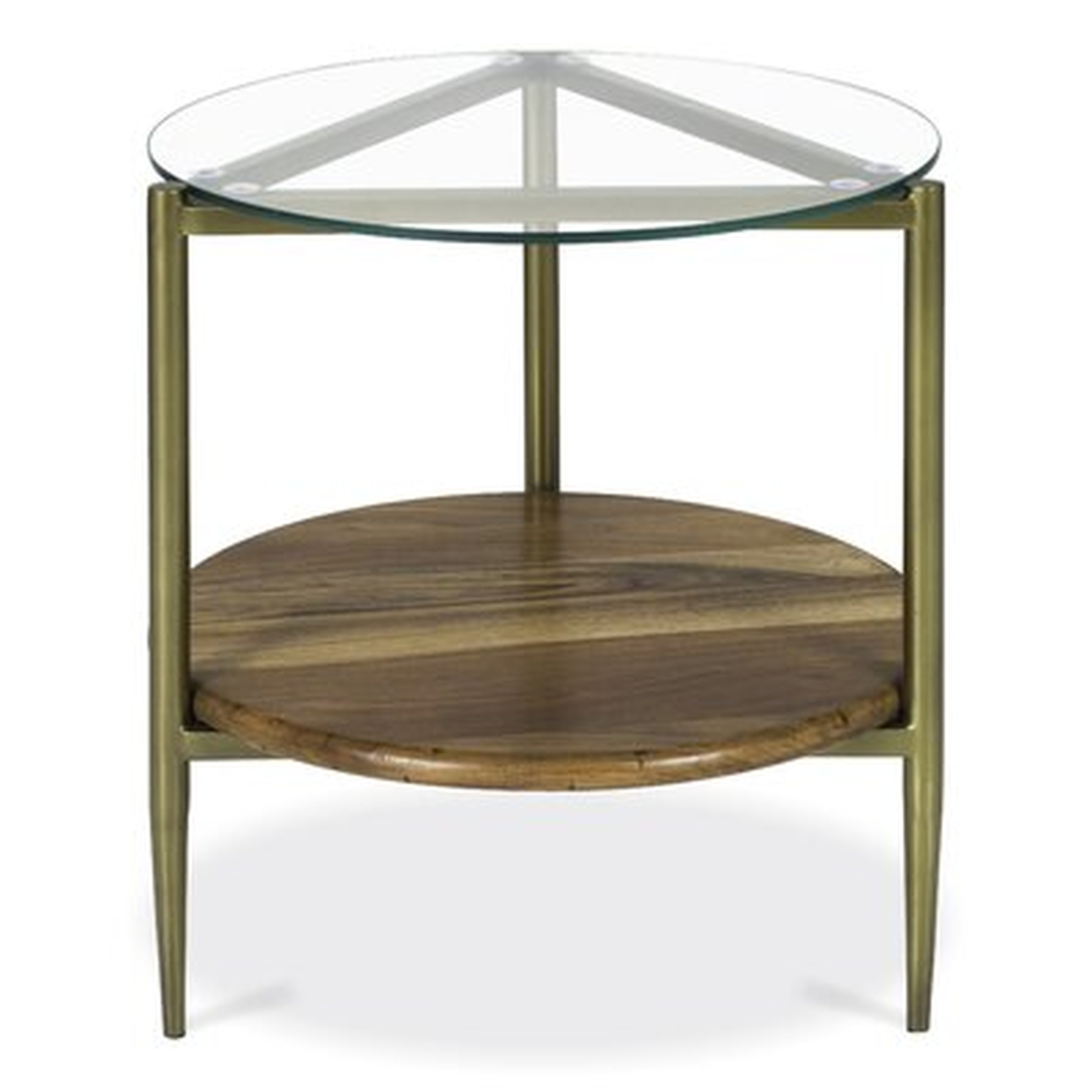 Middle Village Glass Top 3 Legs End Table with Storage - Wayfair