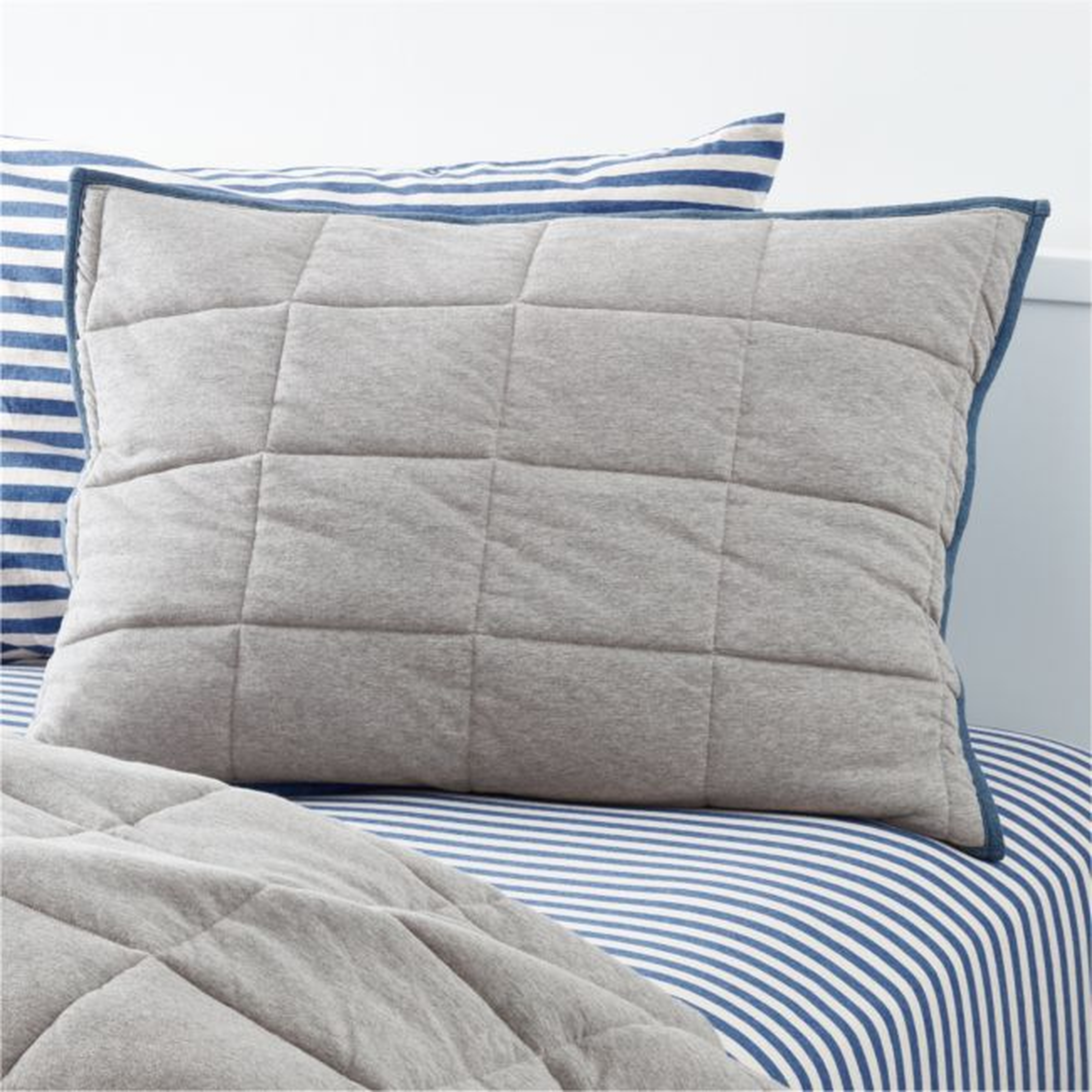 Kids Heathered Jersey Reversible Grey Pillow Sham - Crate & Kids