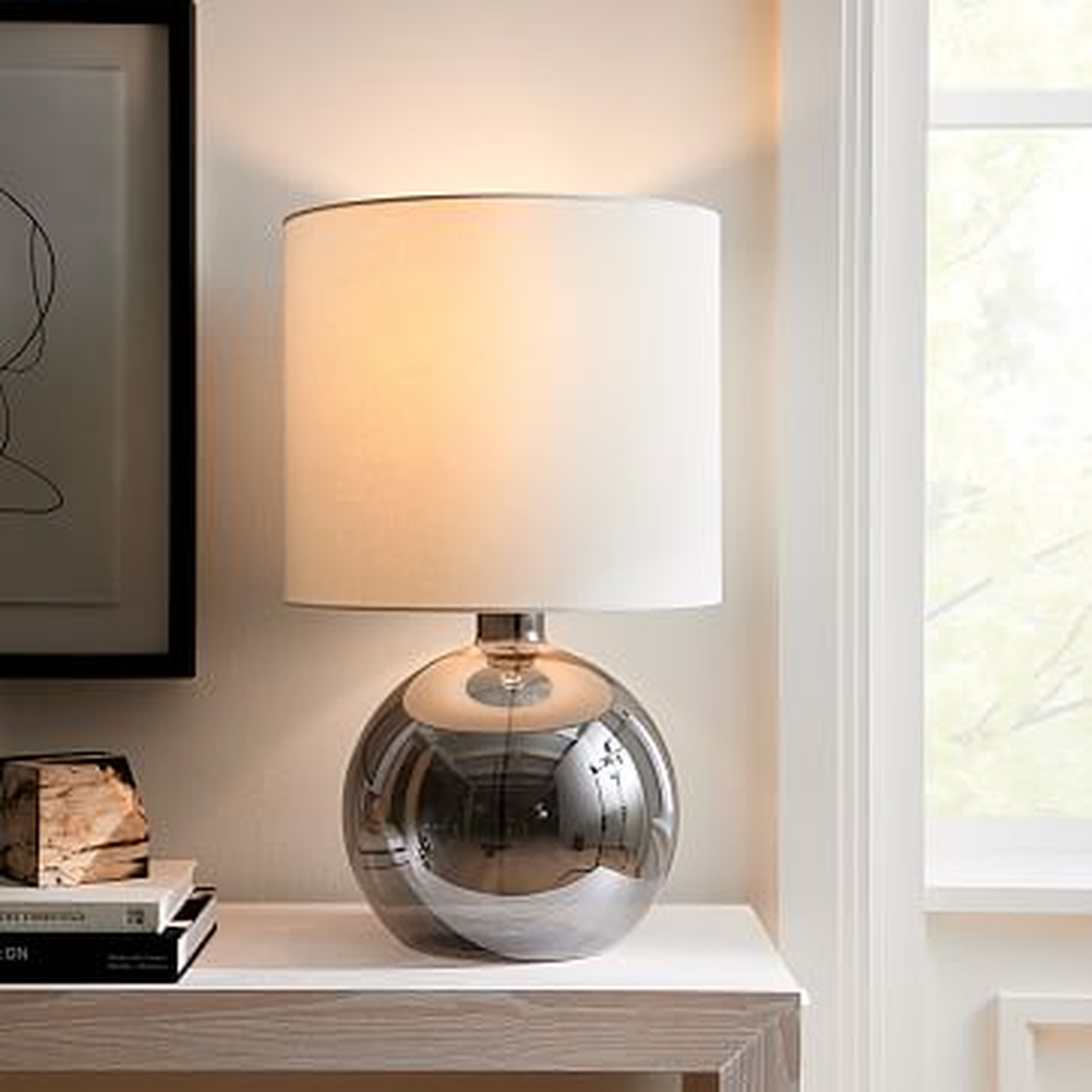 Foundational Glass Table Lamp, 25", Round Smoke - West Elm