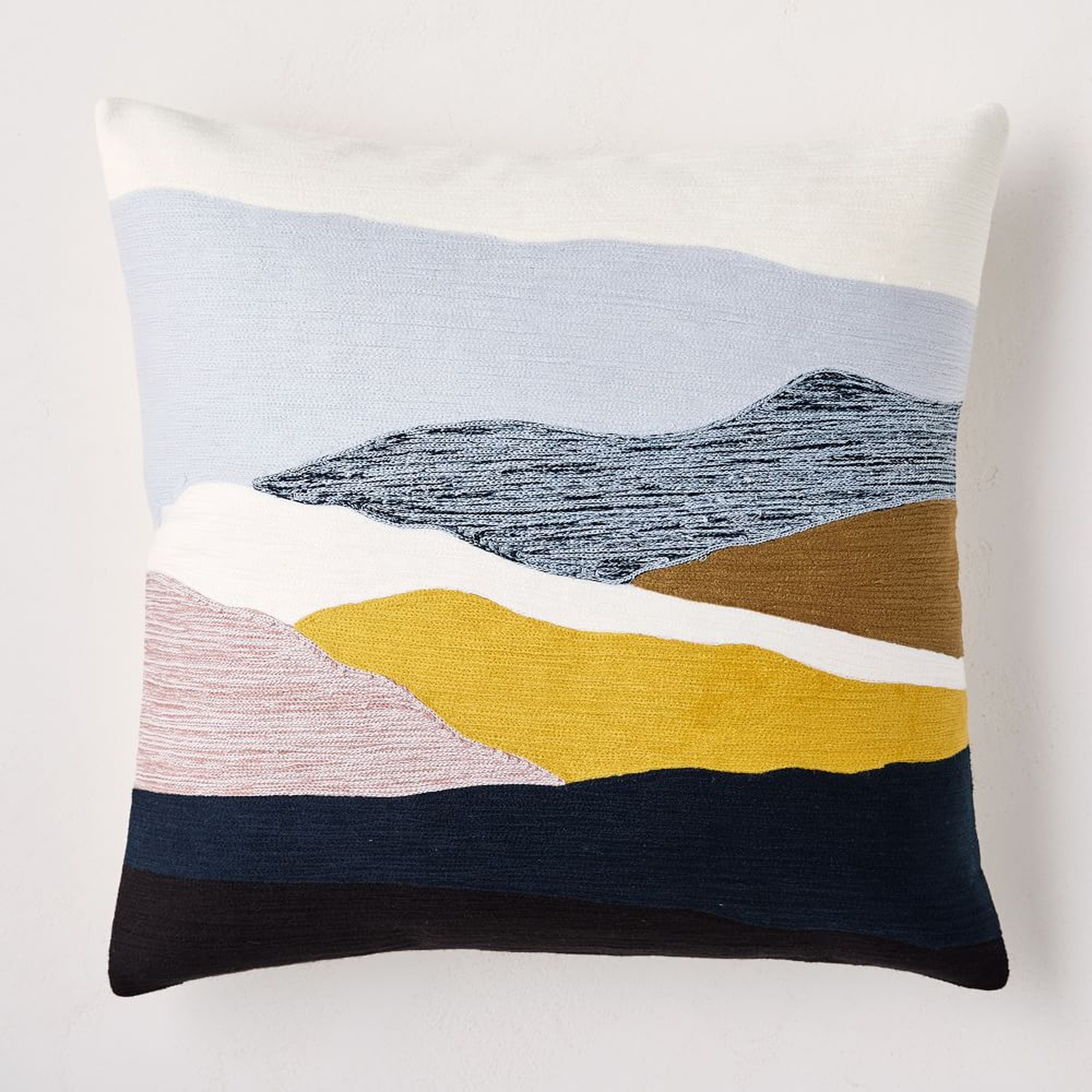 Crewel Landscape Pillow Cover, 20"x20", Silver Mist - West Elm