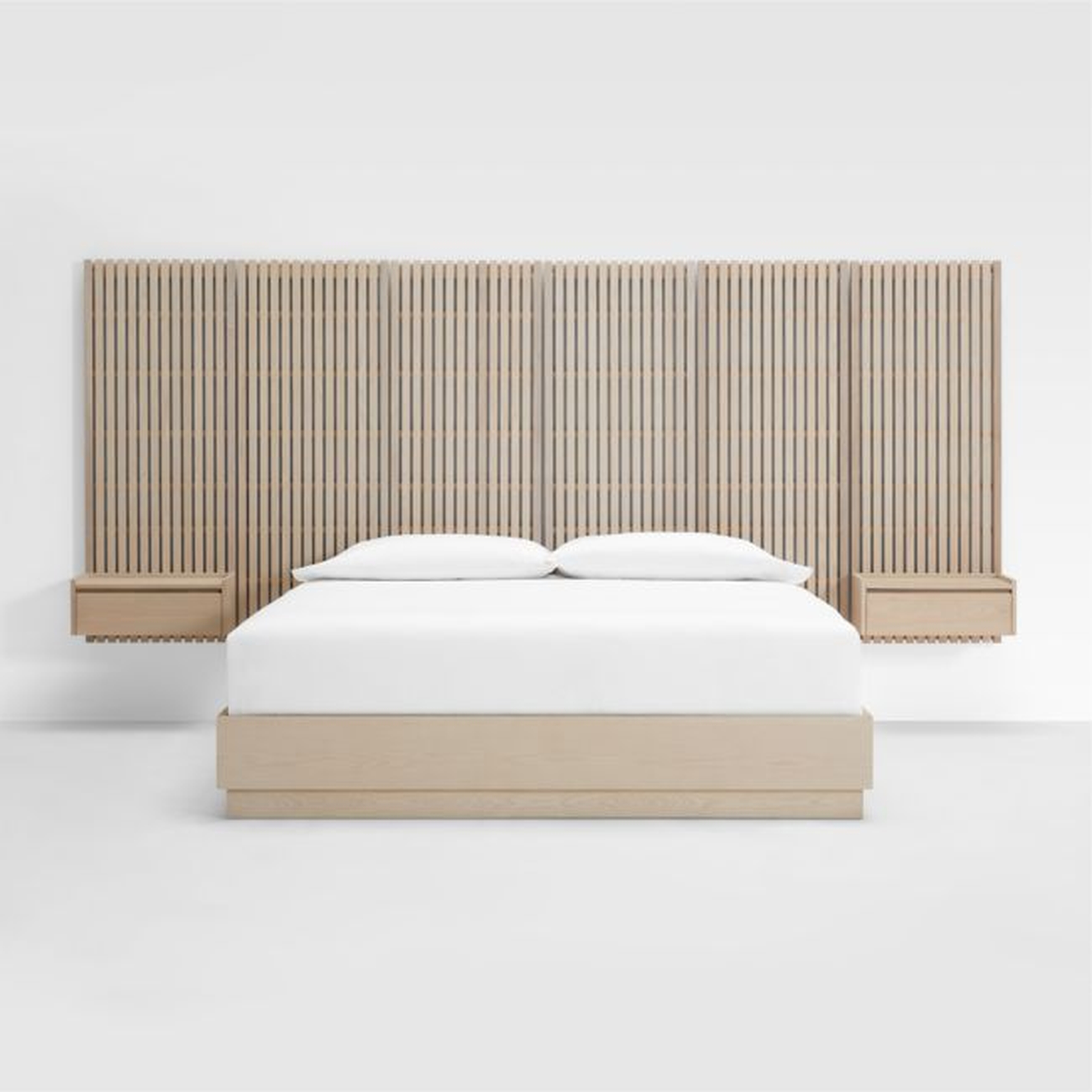 Batten White Oak King Plinth-Base Bed, Panels and Nightstands - Crate and Barrel