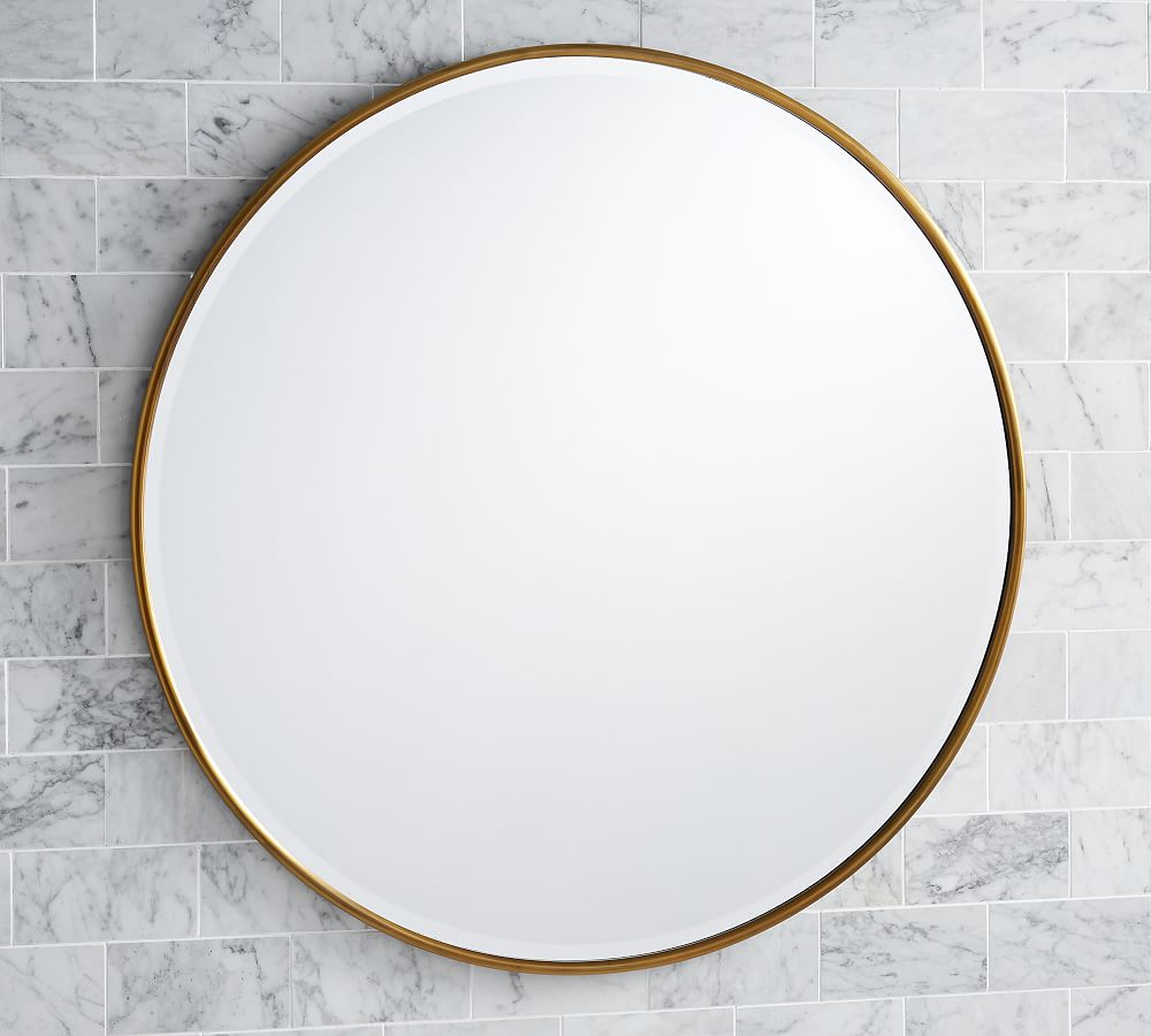 Vintage 42" Round Mirror, Brass, French Cleat Mount - Pottery Barn
