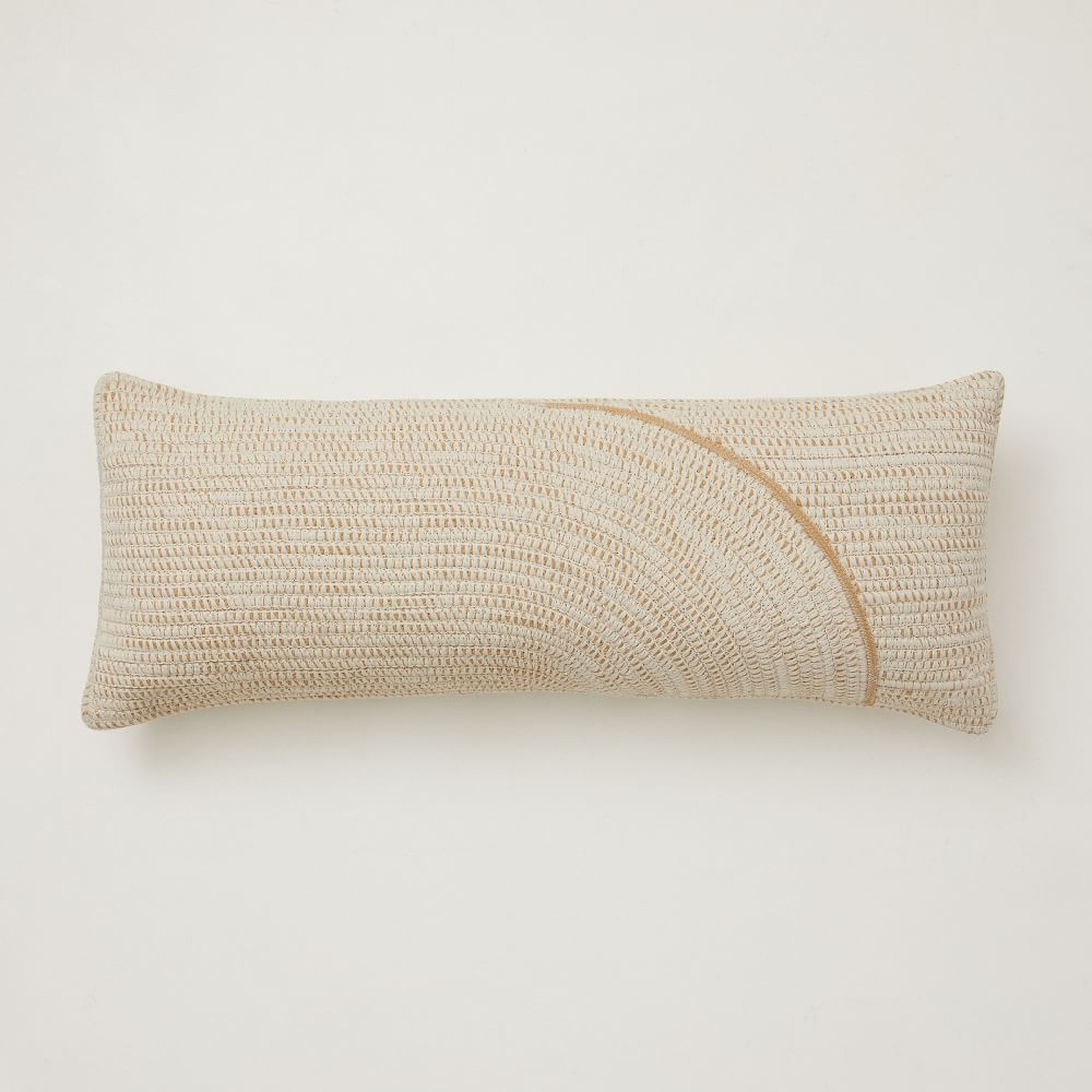 Outdoor Woven Arches Pillow, 14"x36", Natural - West Elm