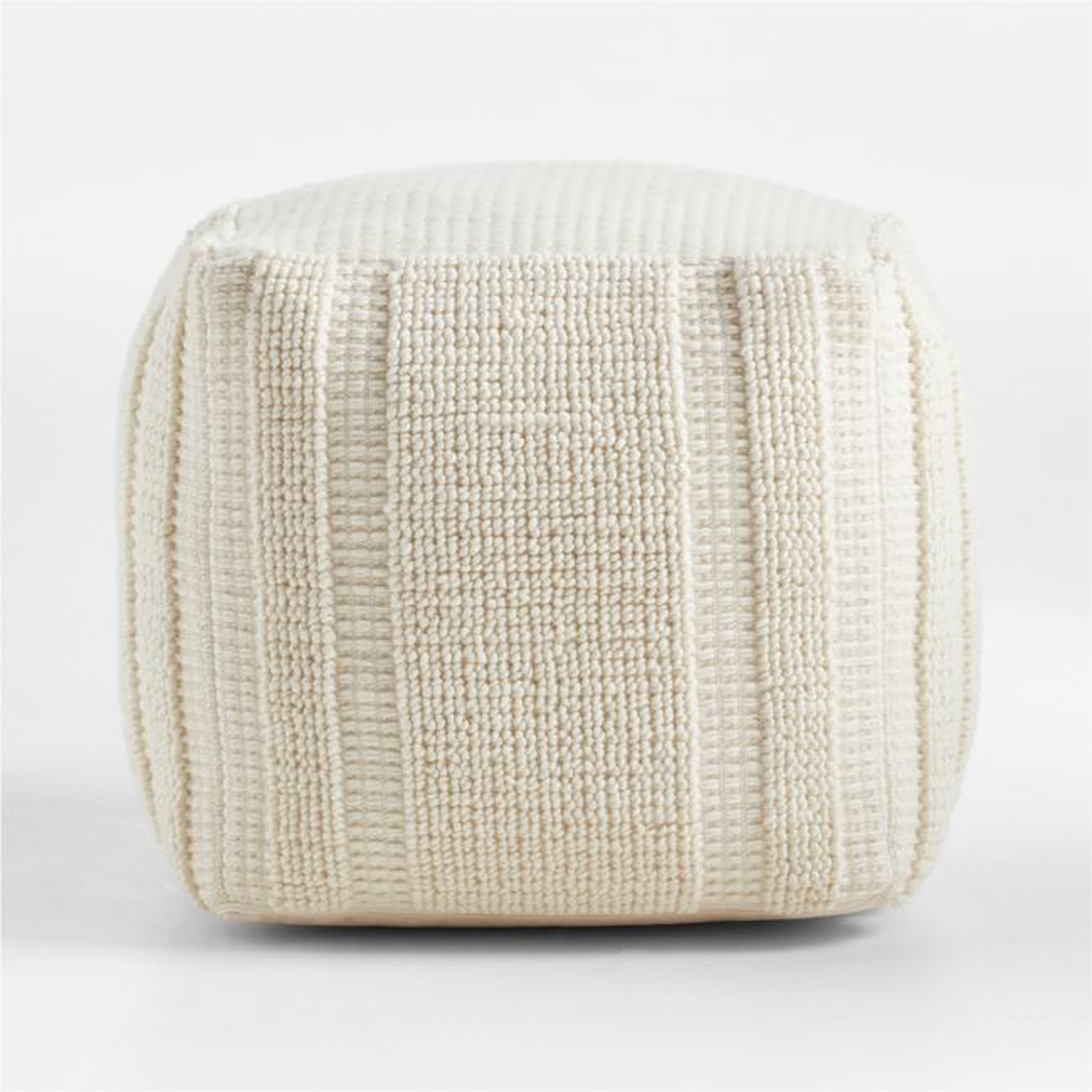 Pampas Ivory Textured Plaid 18"x18" Pouf - Crate and Barrel