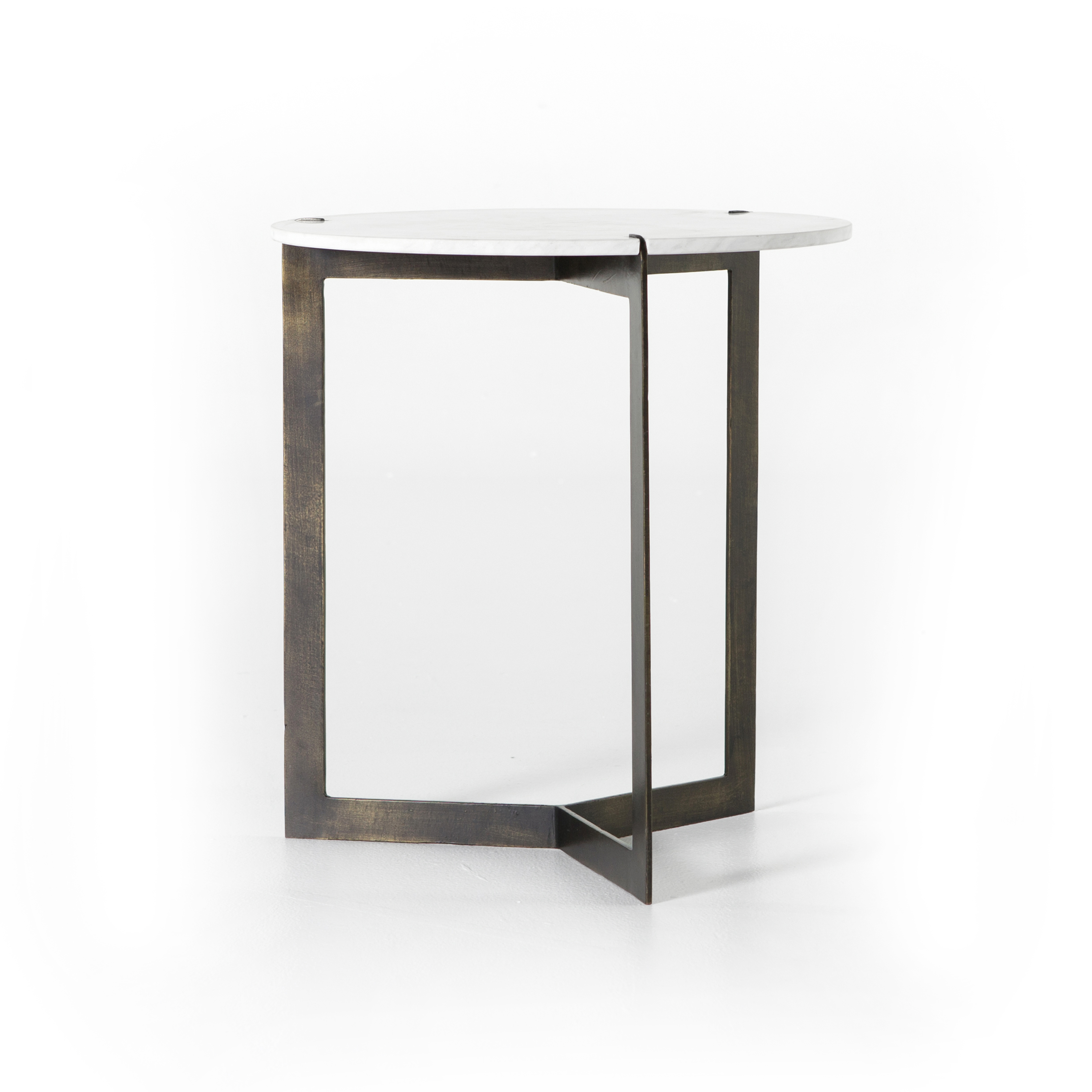 Kiva End Table-Polished White Marble - Four Hands