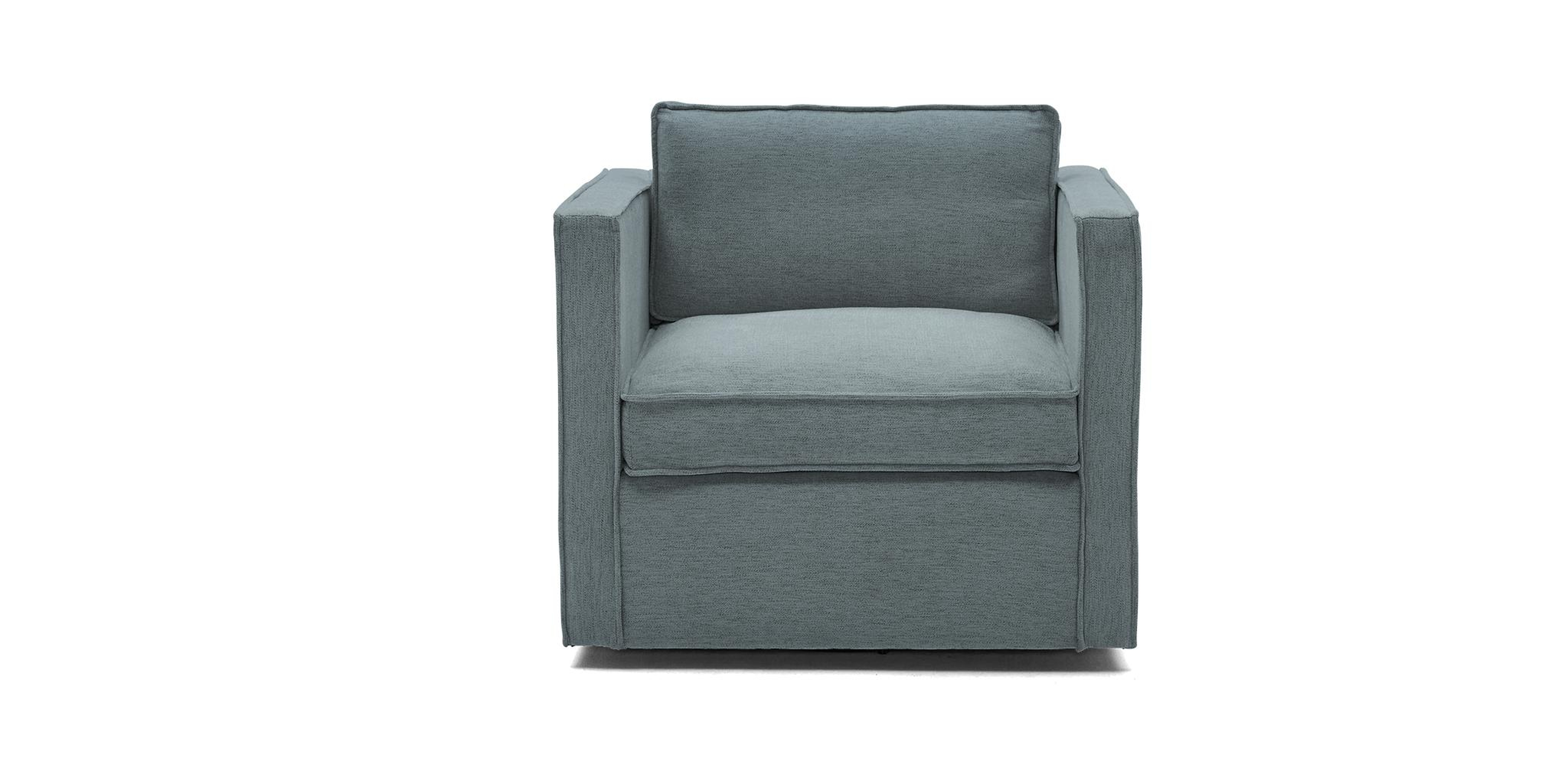 Blue Dune Mid Century Modern Swivel Chair - Plush Mist - Joybird