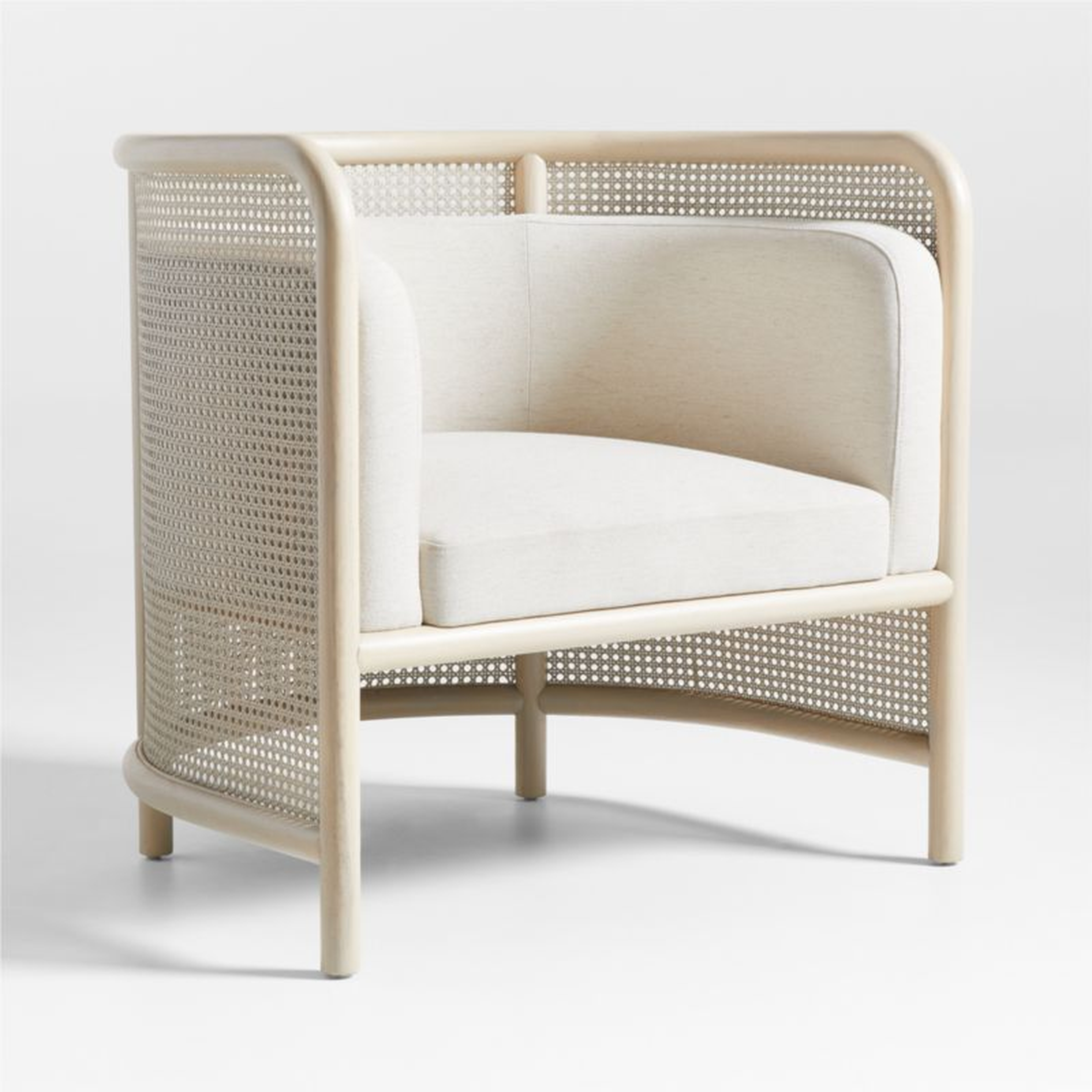 Fields Cane Back White Wash and Natural Accent Chair by Leanne Ford - Crate and Barrel