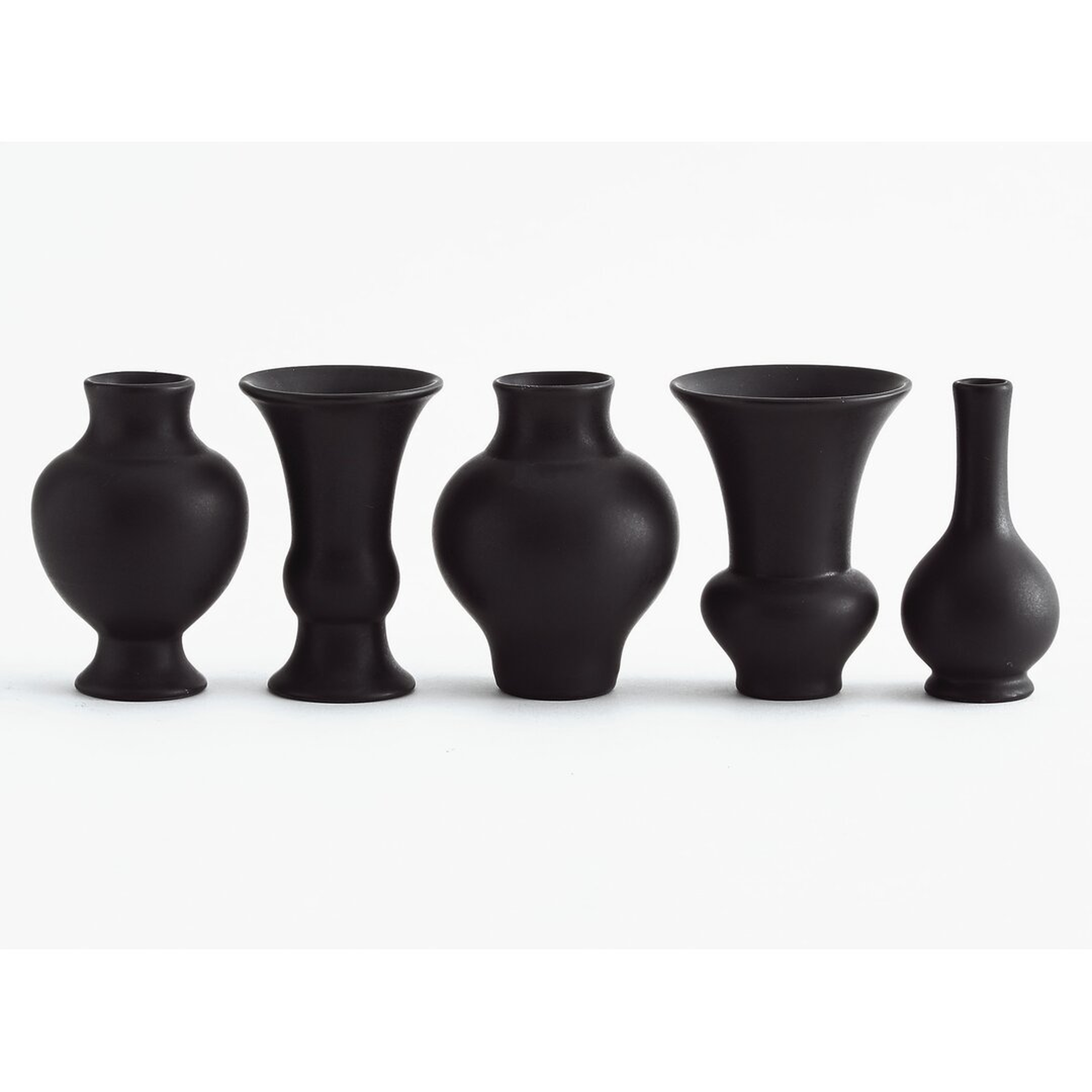 Global Views 5 Piece Mini Chinoise Vase Set-Matte Black - Perigold