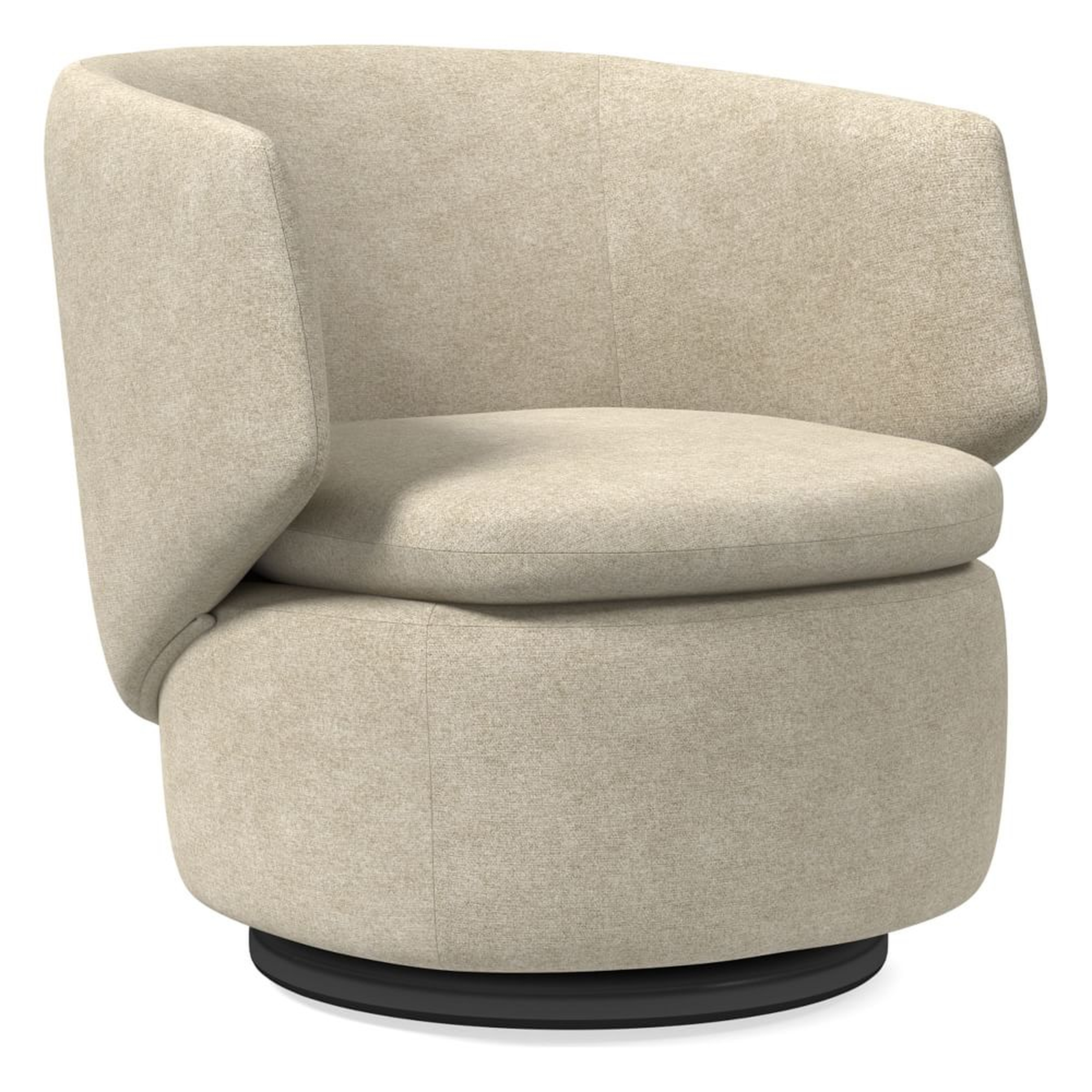 Crescent Swivel Chair, Poly, Distressed Velvet, Dune, Concealed Support - West Elm