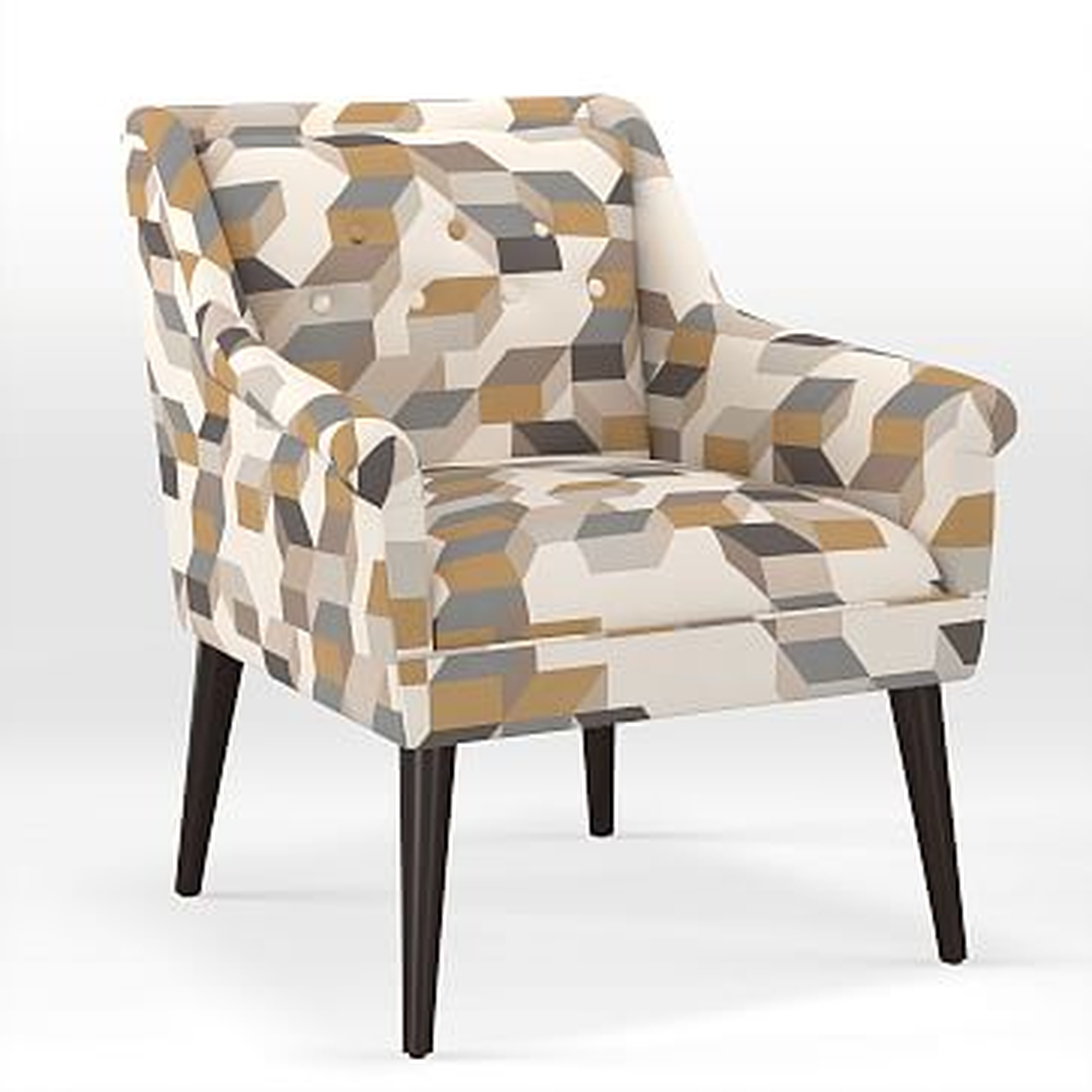 Button Tufted Chair, Print, Gio Cube - West Elm