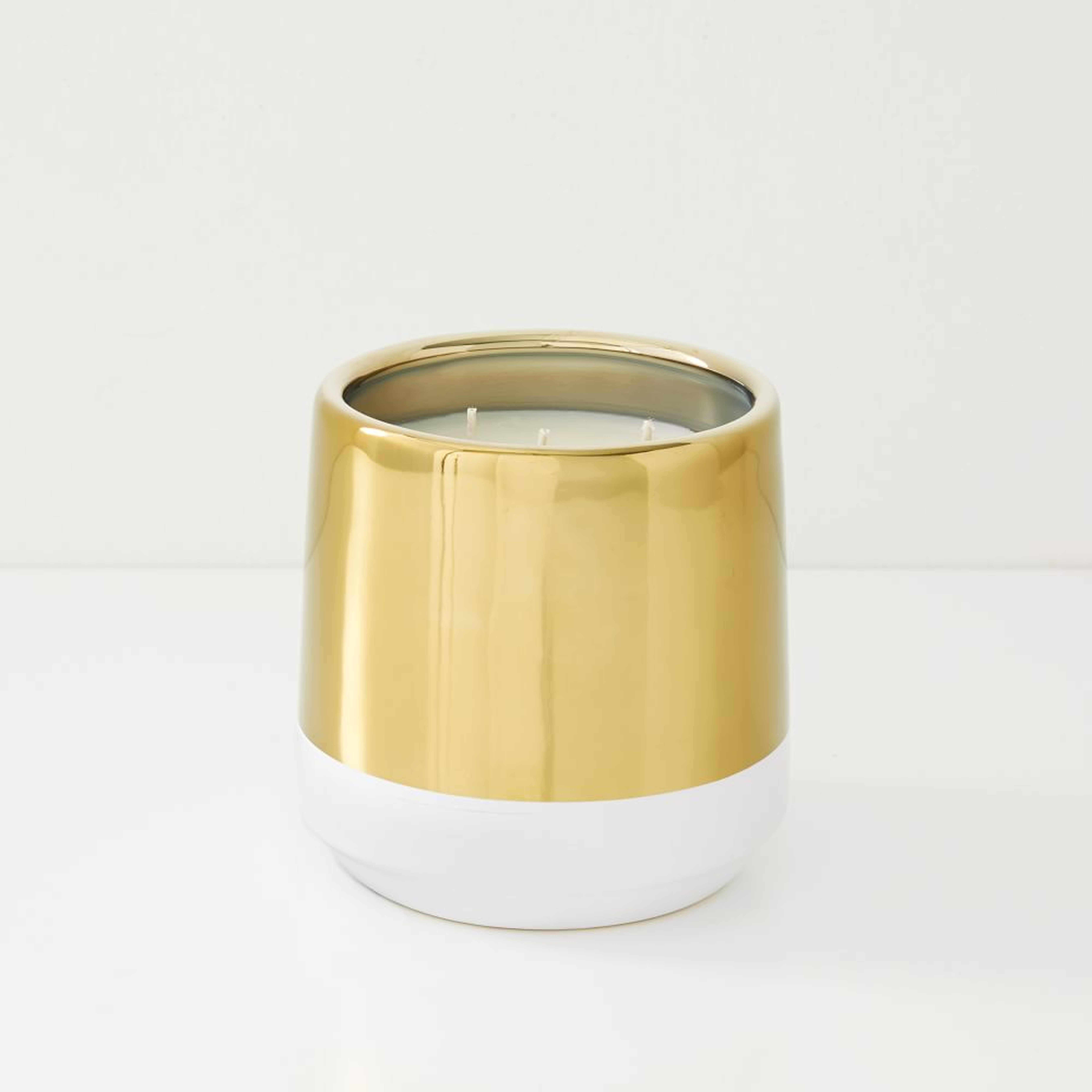 Cement And Metal Candle, Medium - West Elm