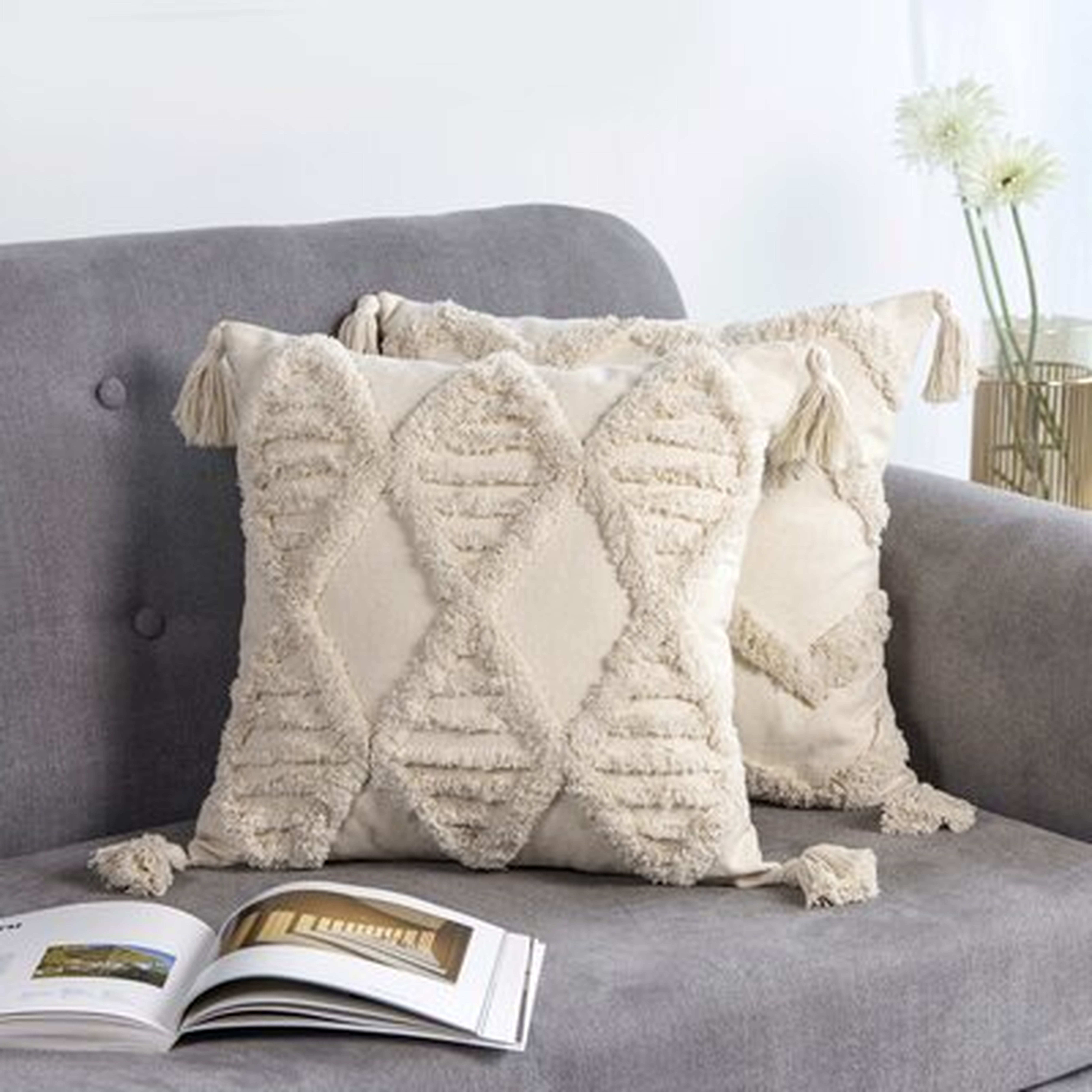 Boho Macrame Outdoor Pillow Cover With Tassel - Wayfair