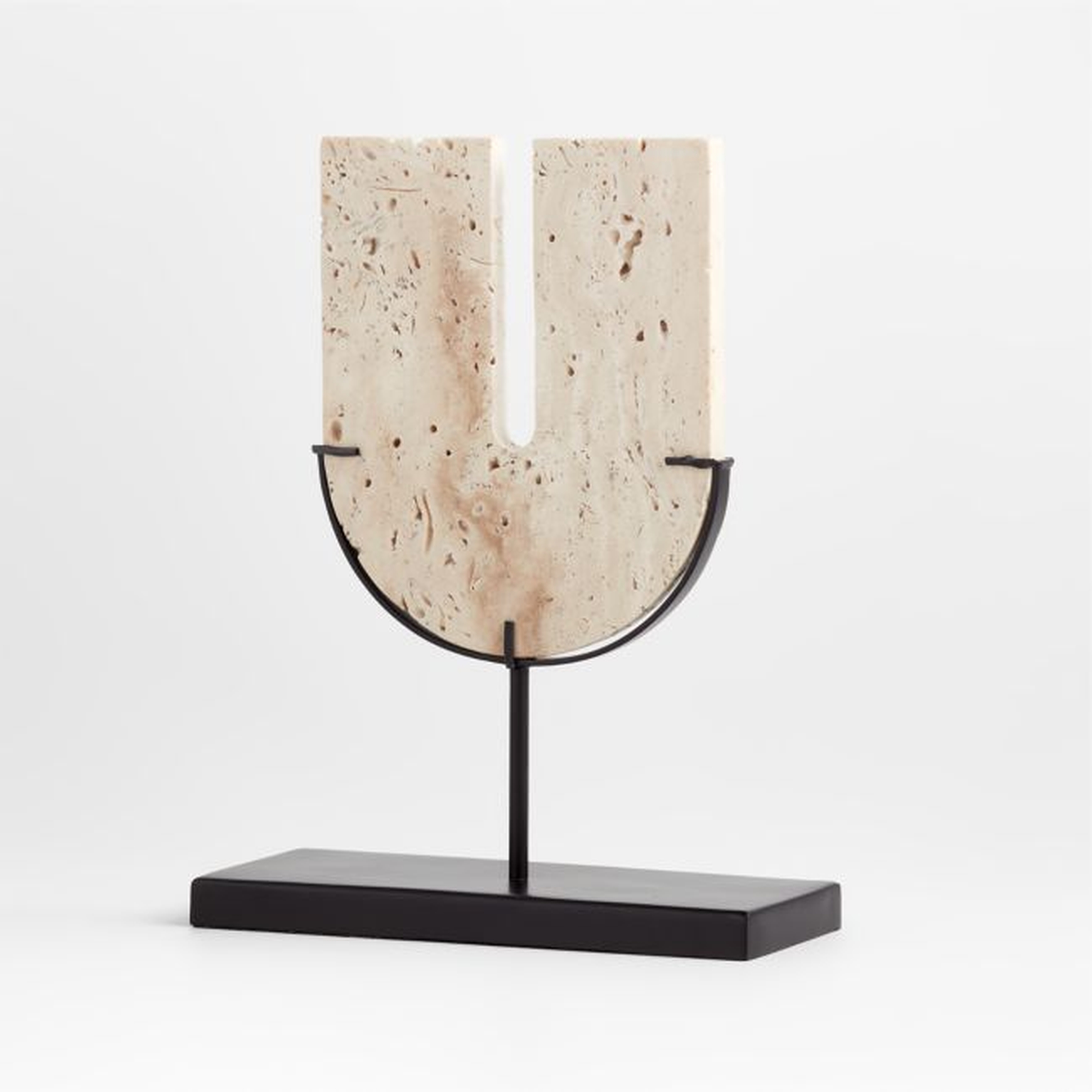 Destan Travertine Sculpture on Stand 13.25" - Crate and Barrel