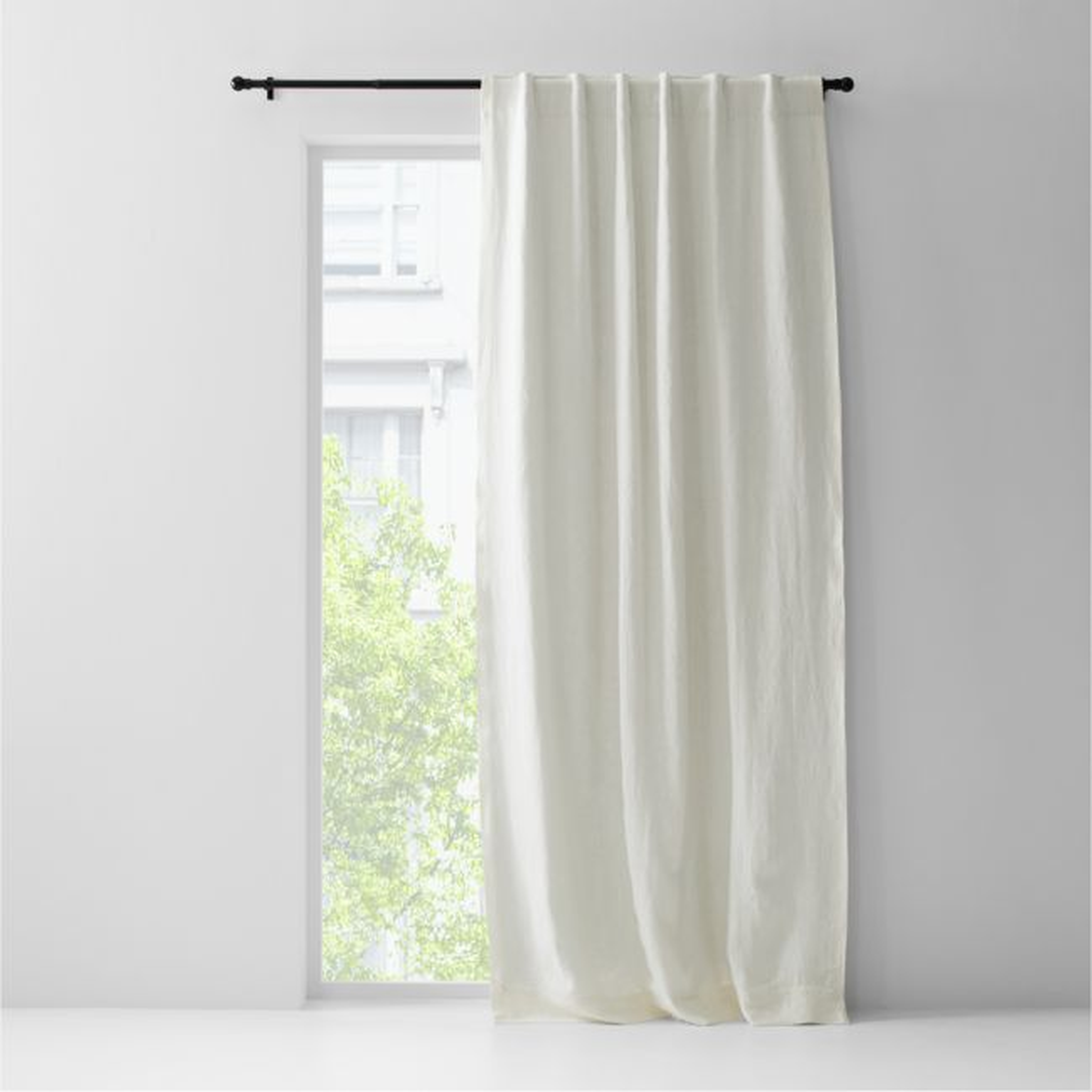 Ivory EUROPEAN FLAX ™-Certified Linen Blackout Window Curtain Panel 52"x96" - Crate and Barrel