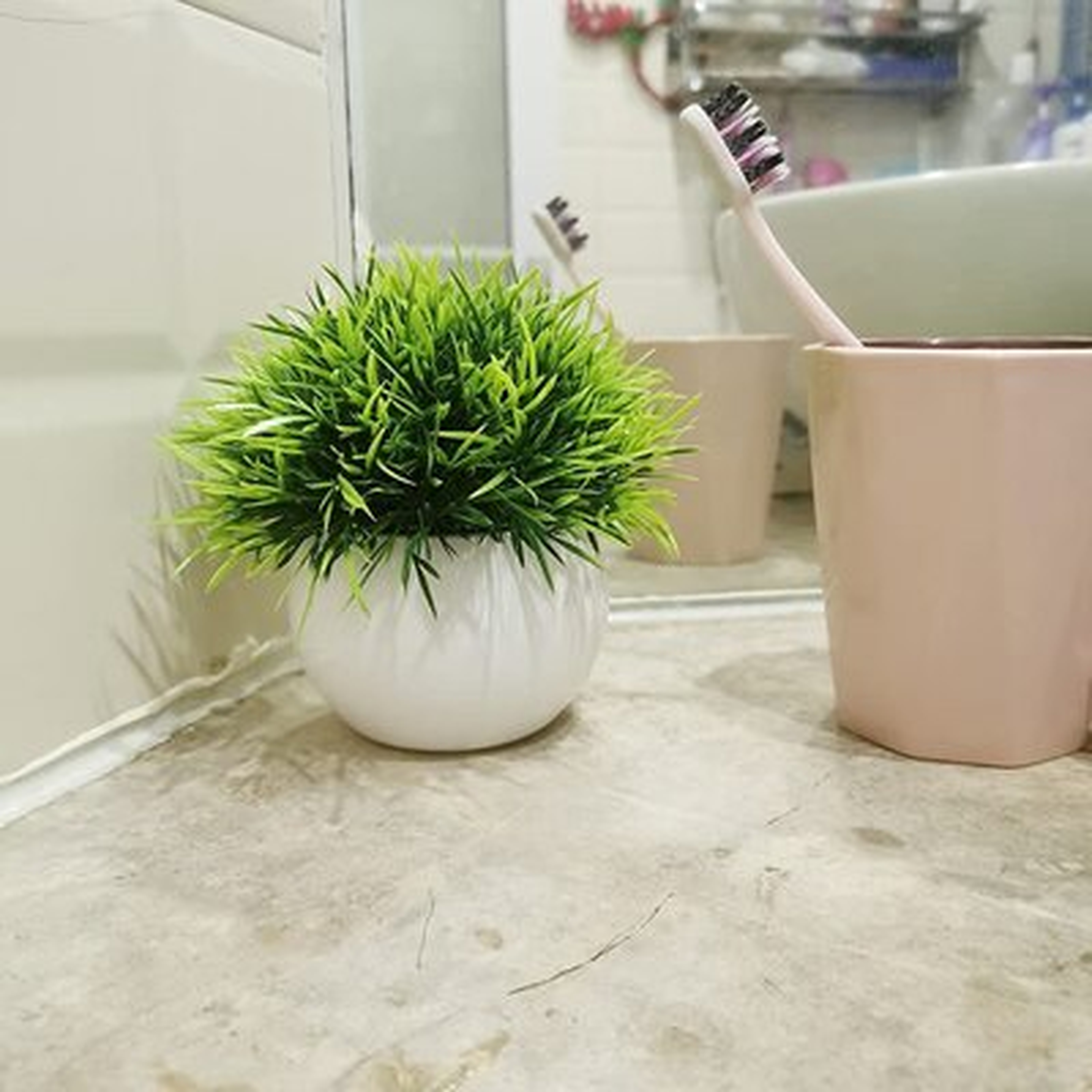 2 Pcs Mini Artificial Potted Plants ,Mini Fake Plants Plastic Fake Green Grass,Small Faux Plant,Small Artificial Plants In Pots For Home Decor Indoor,Tabletop Decor,Bathroom Shelf Decor - Wayfair