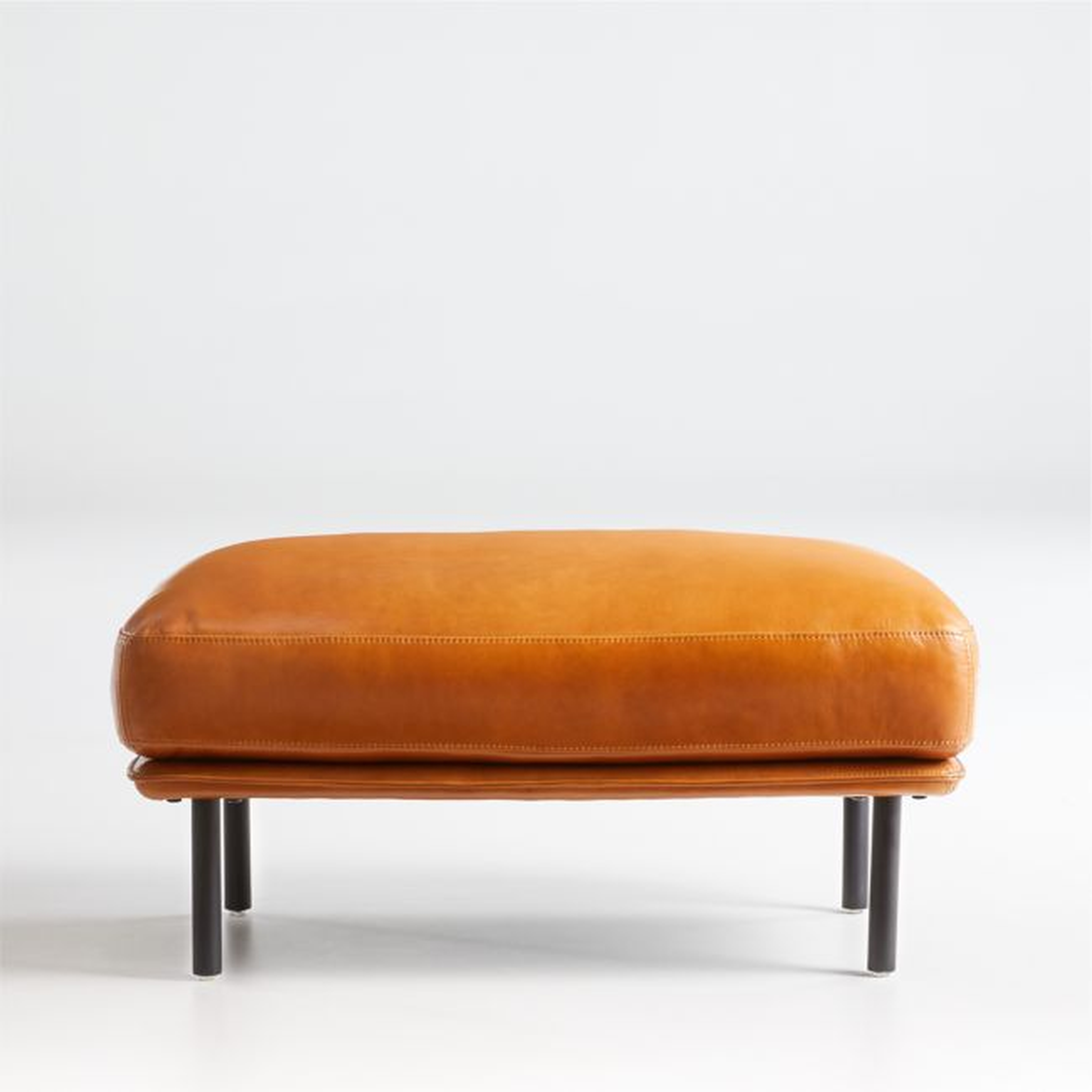 Wells Leather Ottoman - Crate and Barrel