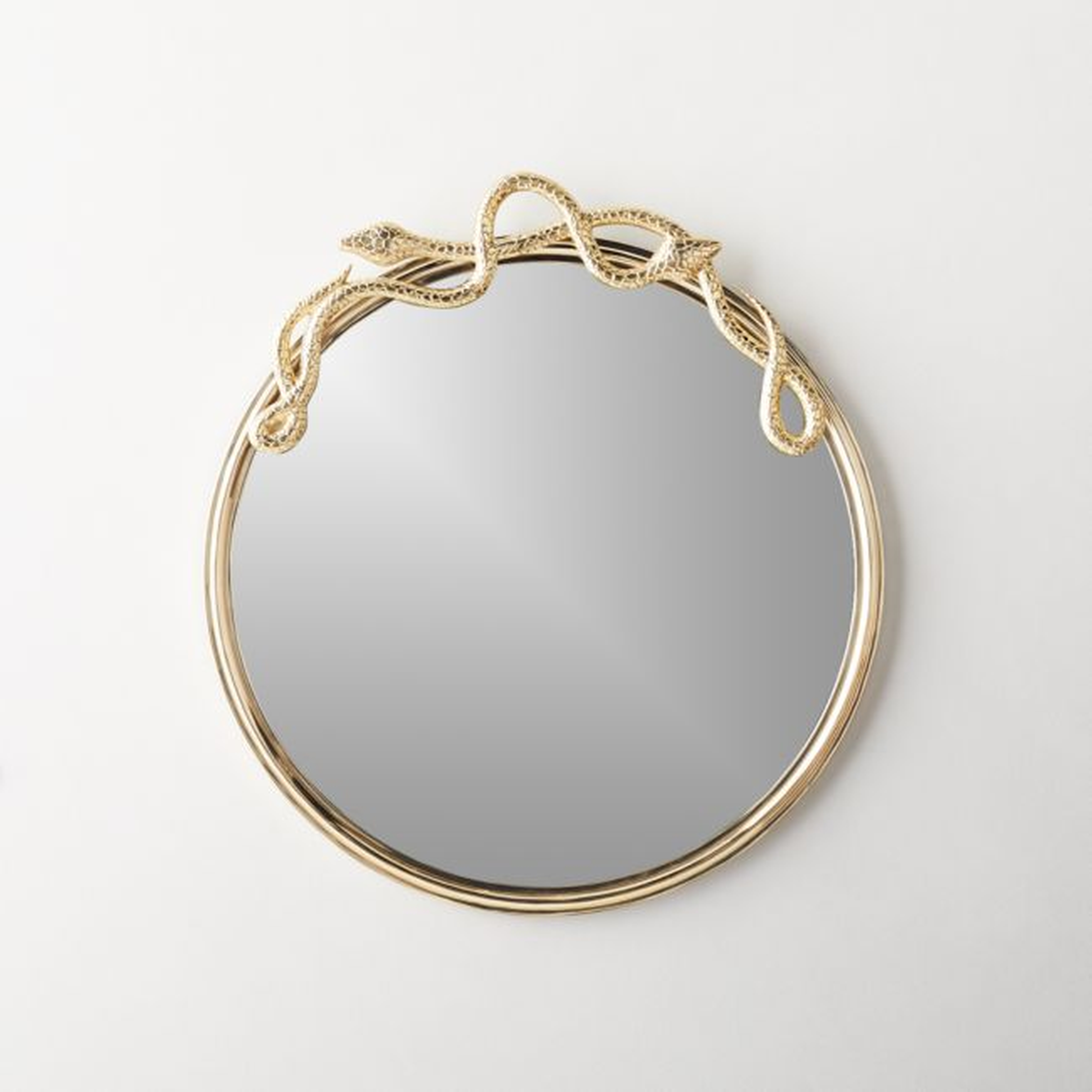 Viper Round Polished Brass Mirror 24" - CB2