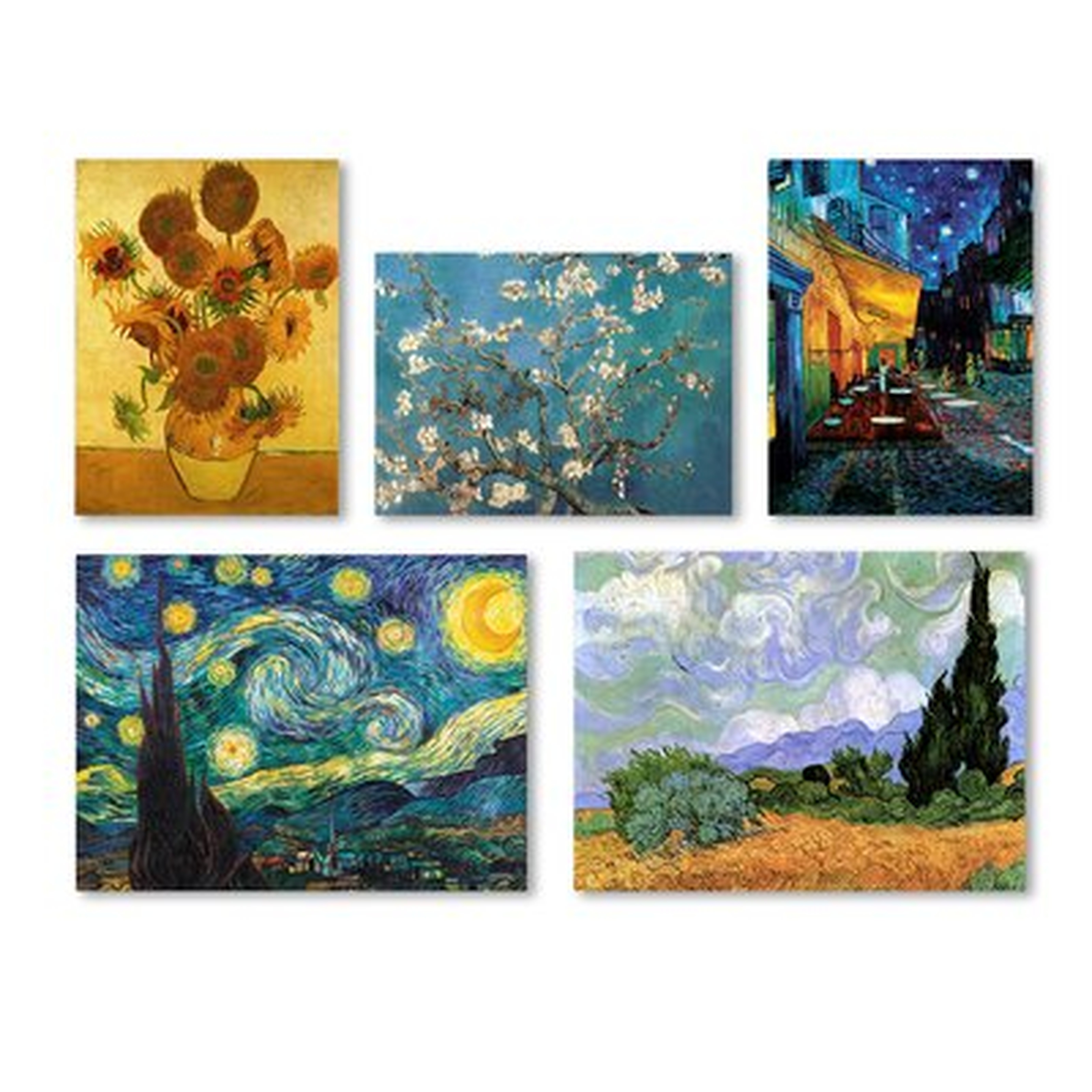 '5 Piece Graphic Art by Vincent Van Gogh Painting Print on Wrapped Canvas Set - Wayfair