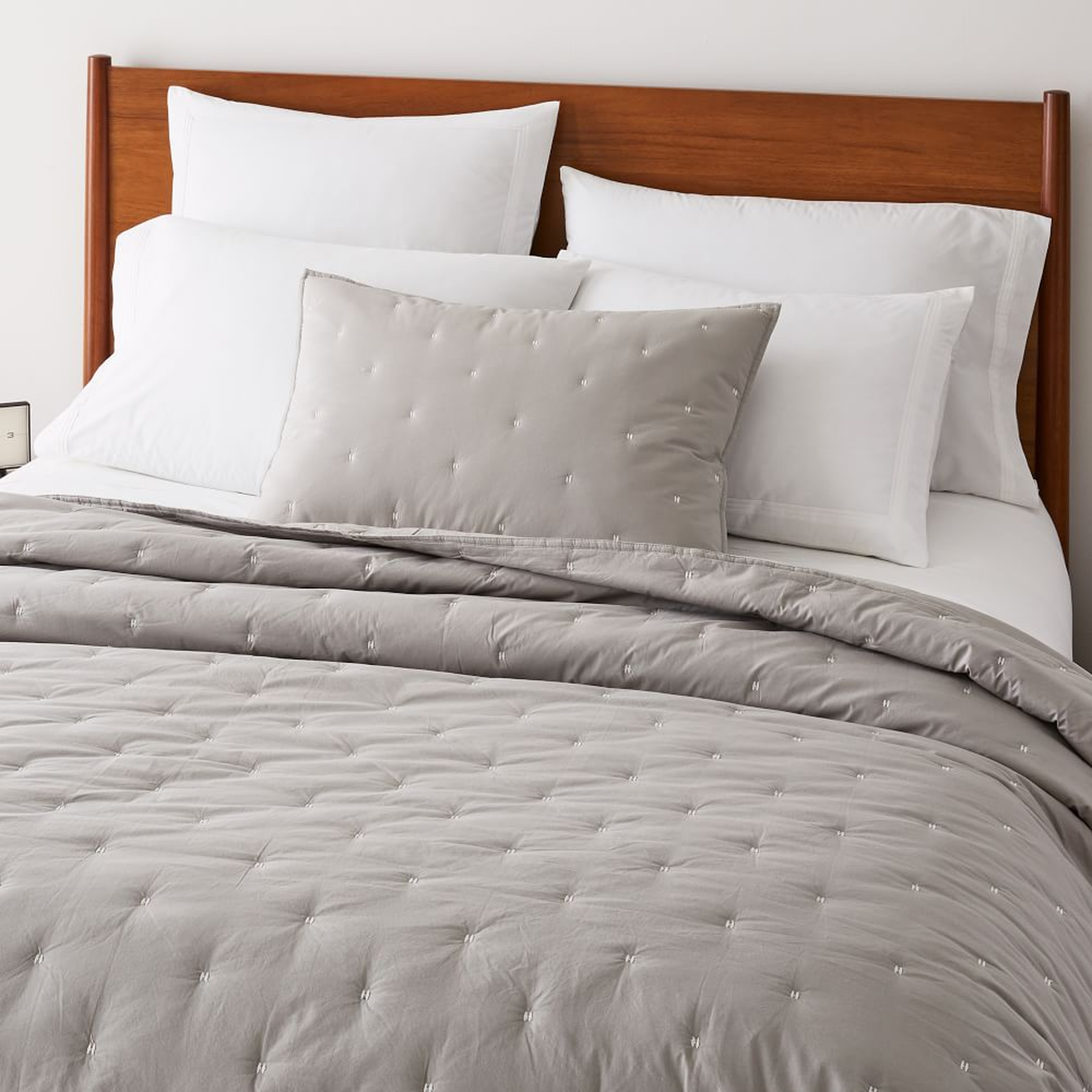 Organic Washed Cotton Quilt, Full/Queen, Pearl Gray - West Elm
